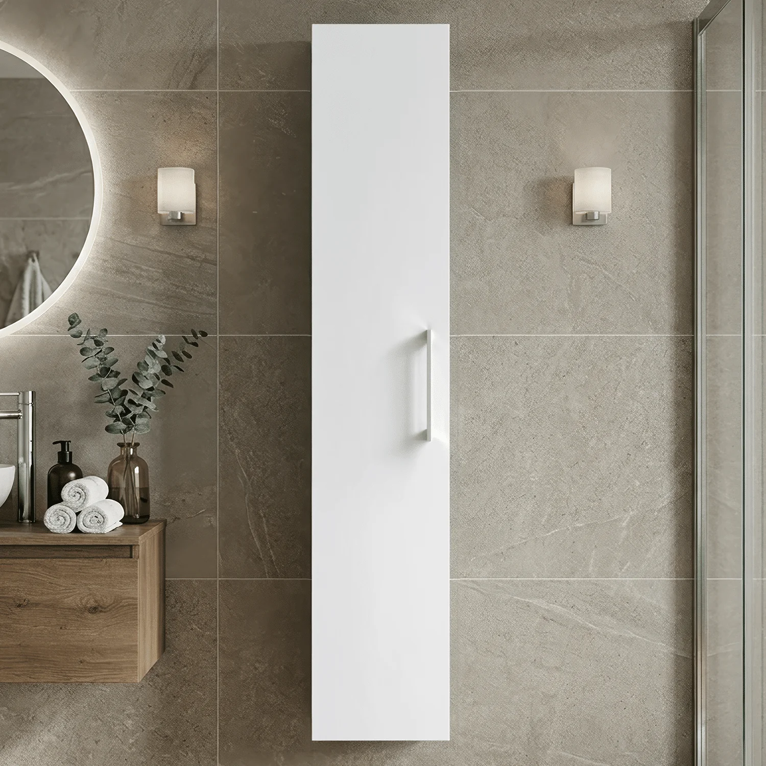Bramshall 300mm Wall Hung 1 Door Tall Unit - Choice of Colour and Handle Finish - Image 4