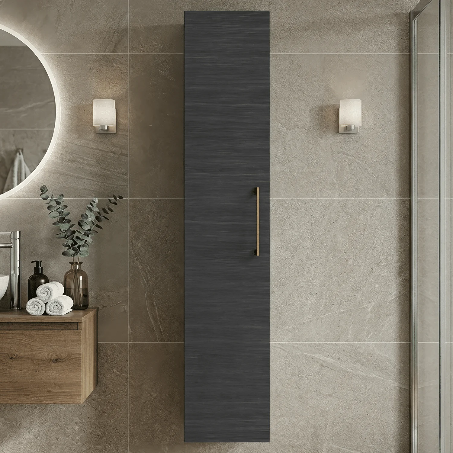 Bramshall 300mm Wall Hung 1 Door Tall Unit - Choice of Colour and Handle Finish - Image 40