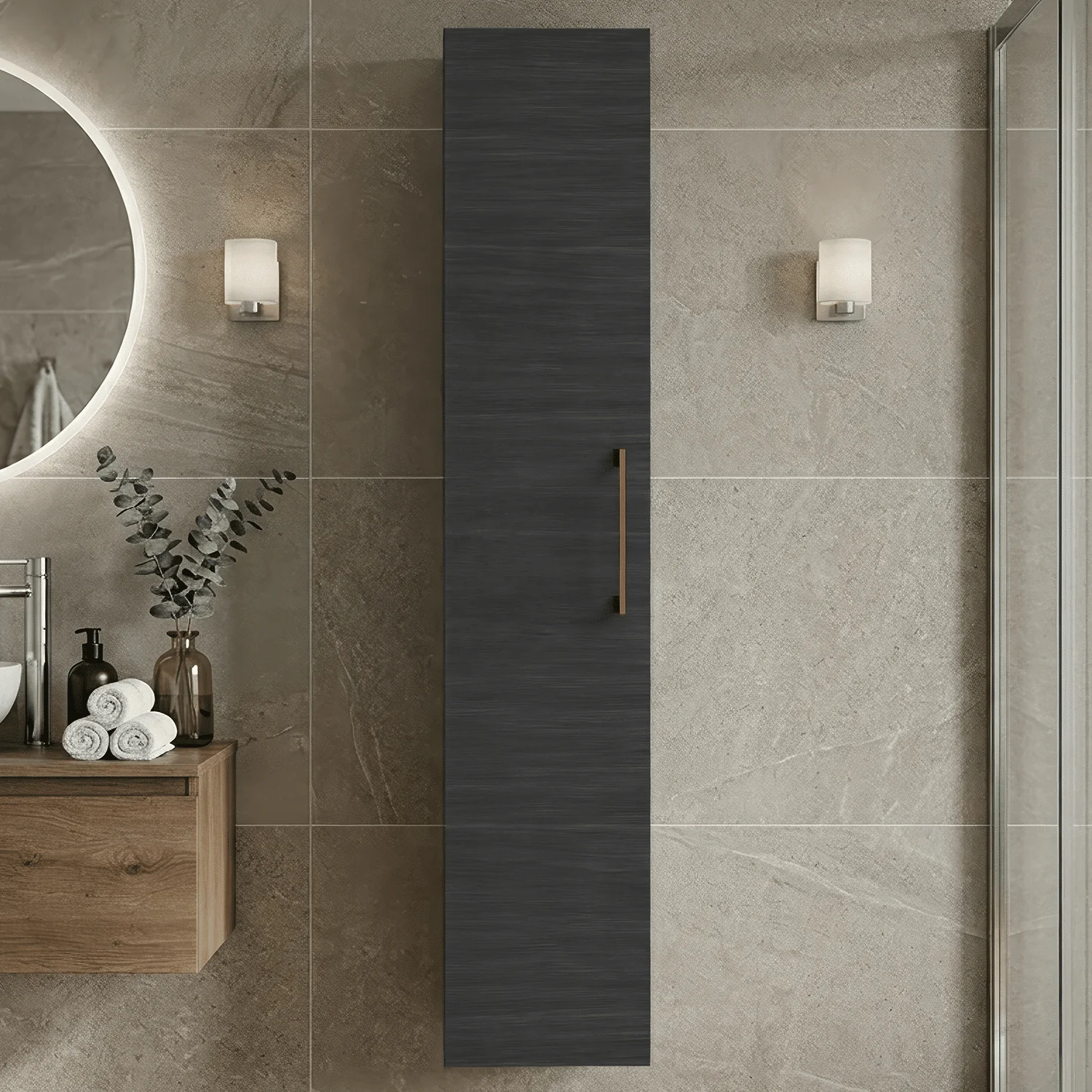 Bramshall 300mm Wall Hung 1 Door Tall Unit - Choice of Colour and Handle Finish - Image 42