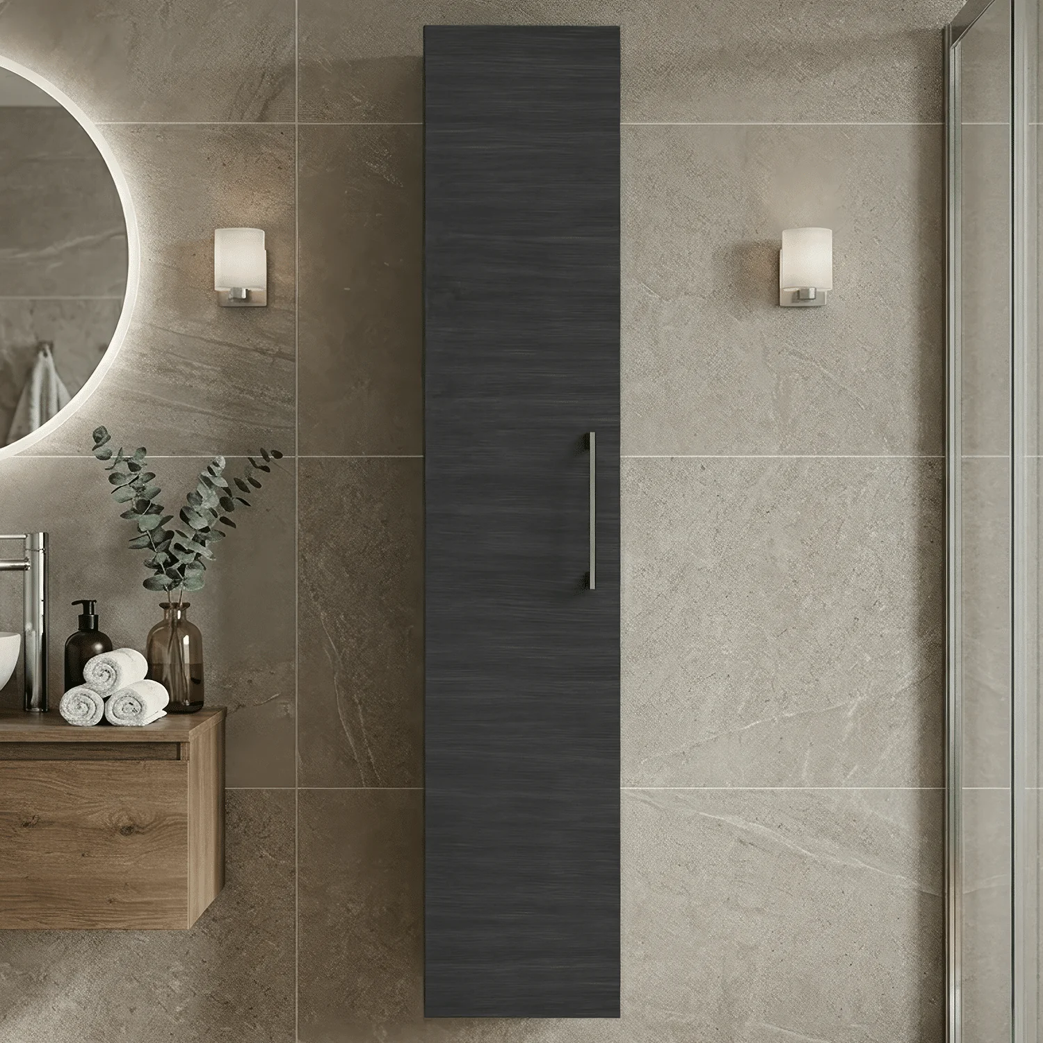 Bramshall 300mm Wall Hung 1 Door Tall Unit - Choice of Colour and Handle Finish - Image 44