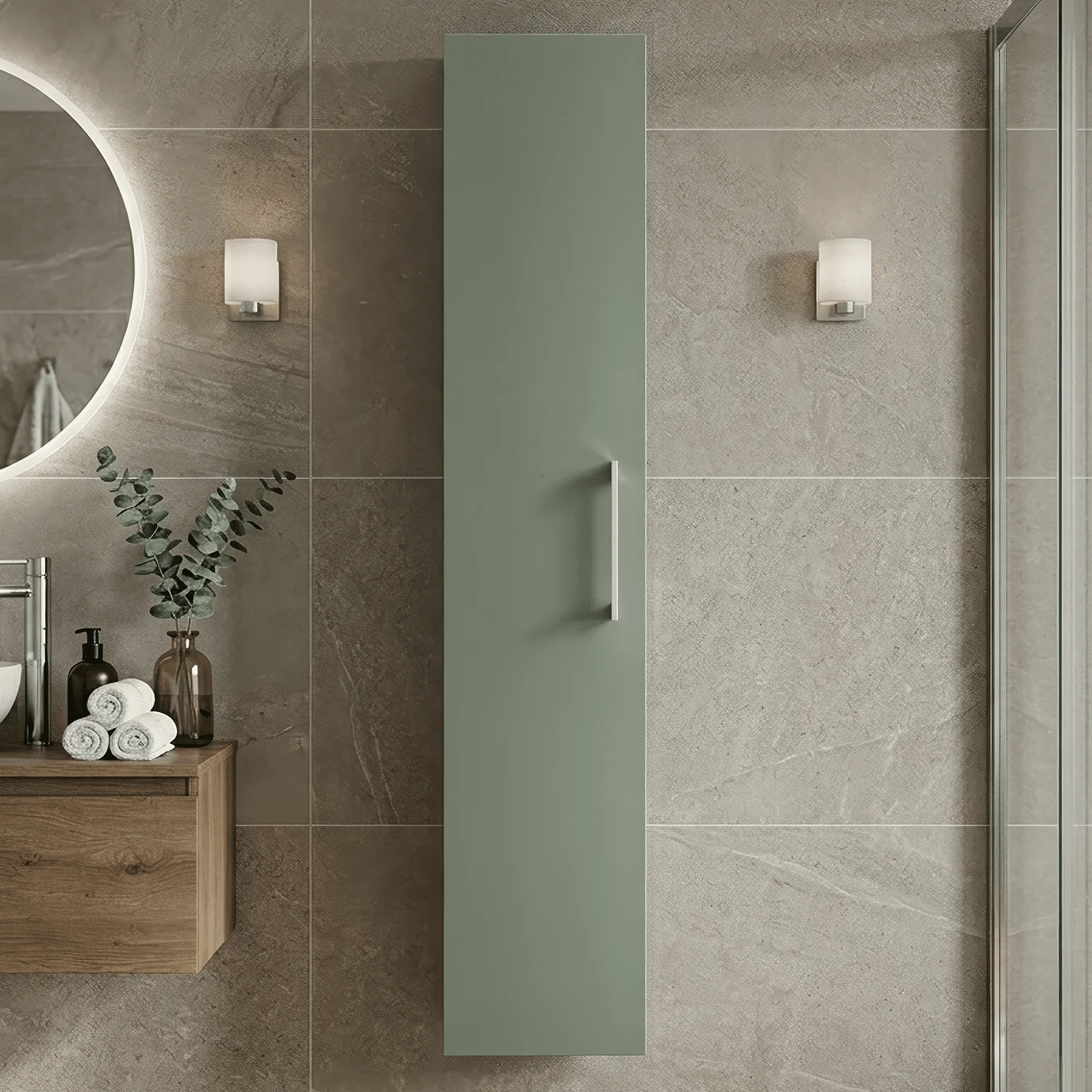 Bramshall 300mm Wall Hung 1 Door Tall Unit - Choice of Colour and Handle Finish - Image 45