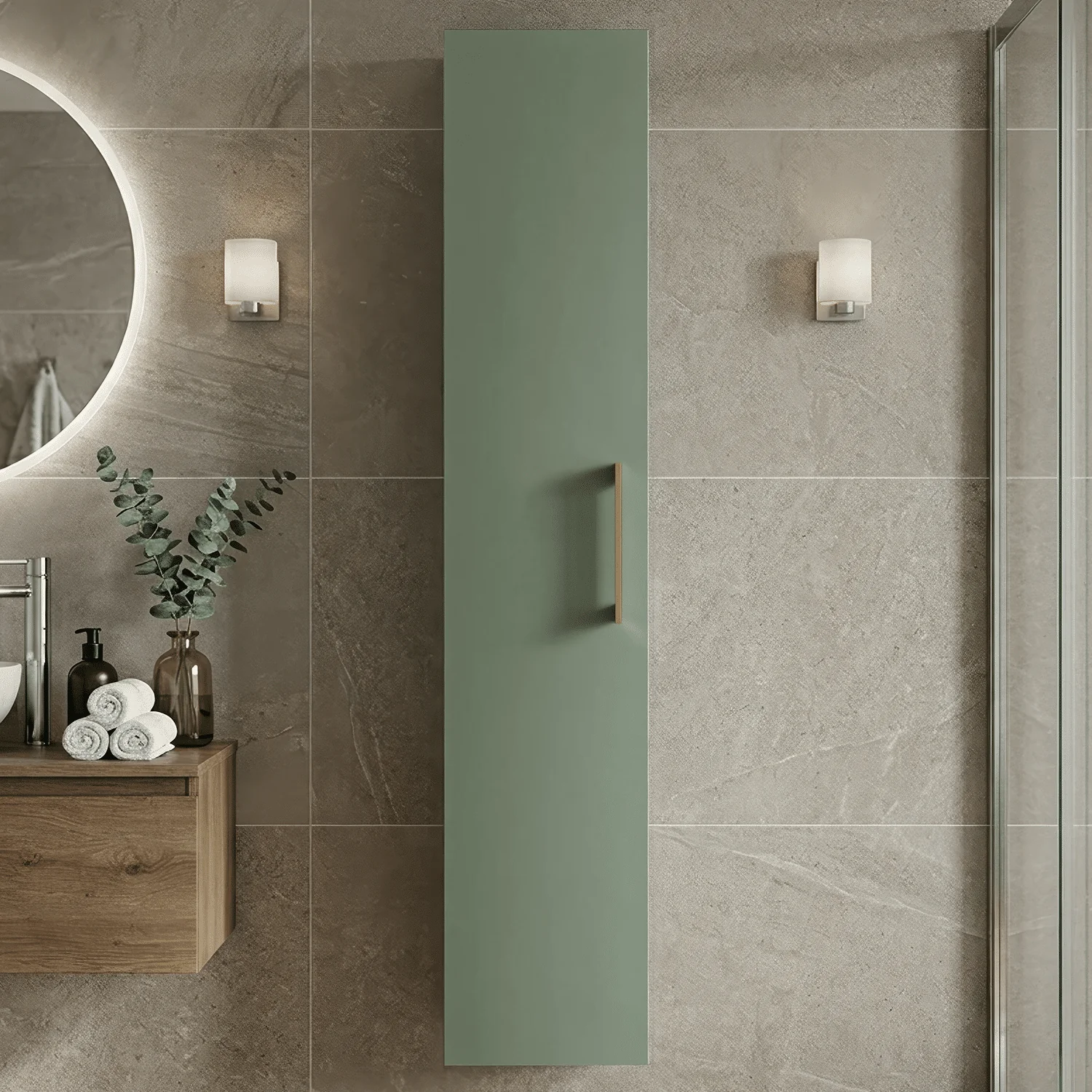 Bramshall 300mm Wall Hung 1 Door Tall Unit - Choice of Colour and Handle Finish - Image 46