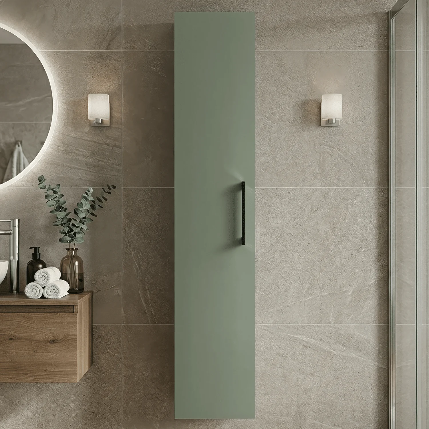 Bramshall 300mm Wall Hung 1 Door Tall Unit - Choice of Colour and Handle Finish - Image 47