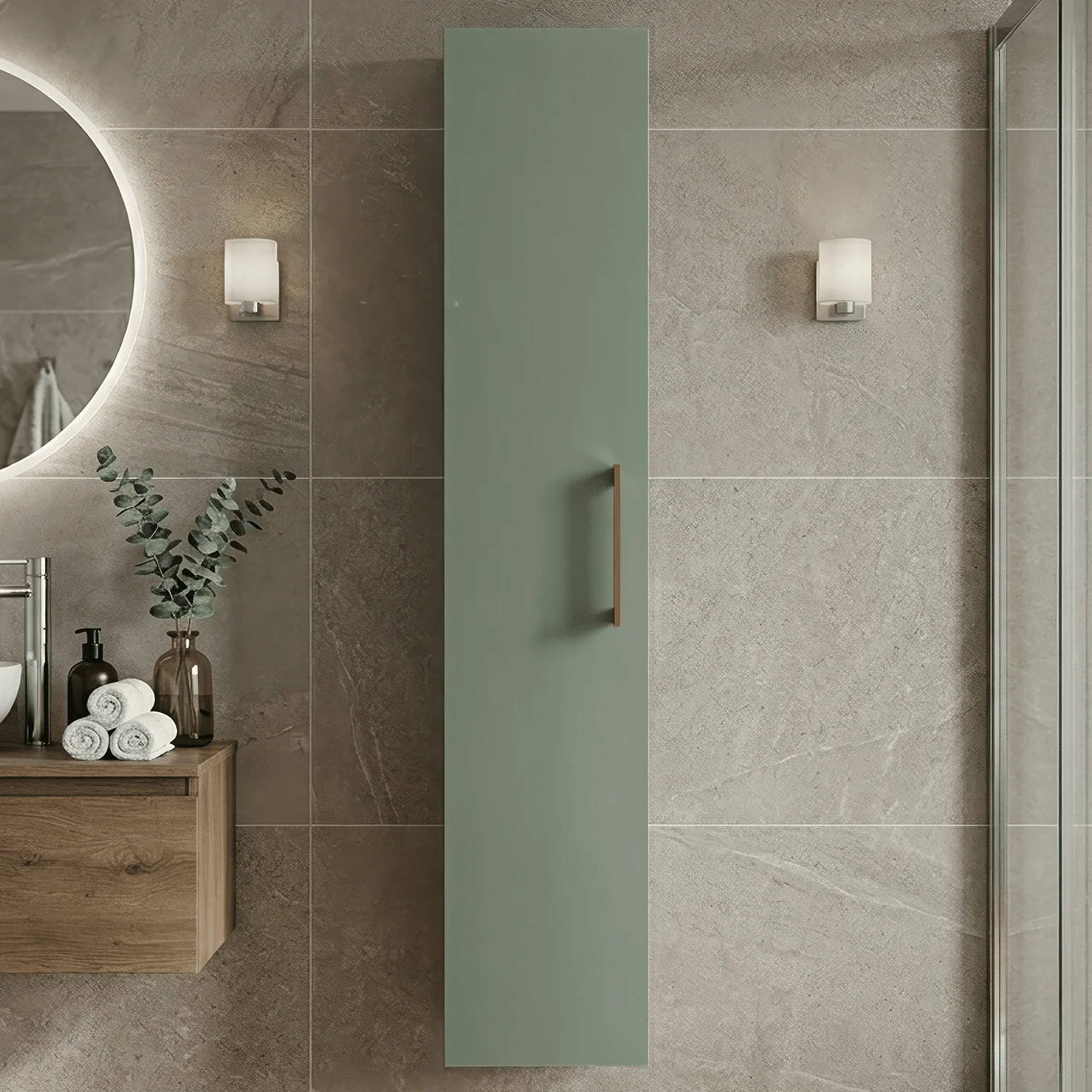 Bramshall 300mm Wall Hung 1 Door Tall Unit - Choice of Colour and Handle Finish - Image 48