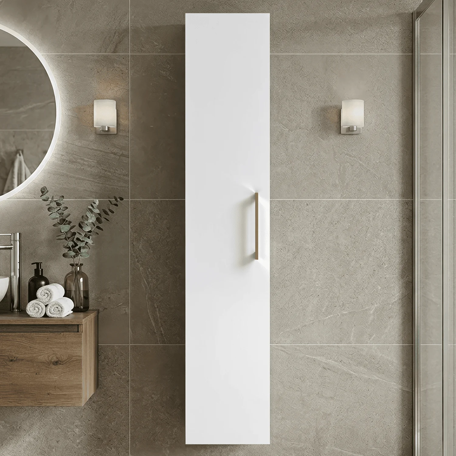 Bramshall 300mm Wall Hung 1 Door Tall Unit - Choice of Colour and Handle Finish - Image 5