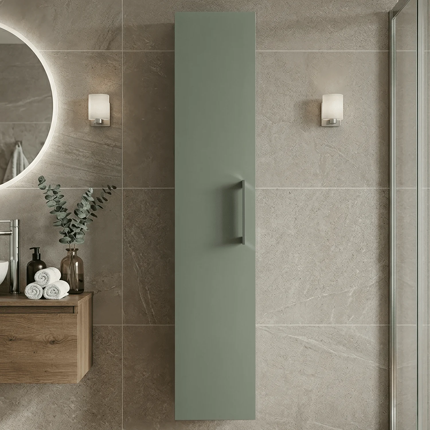 Bramshall 300mm Wall Hung 1 Door Tall Unit - Choice of Colour and Handle Finish - Image 50