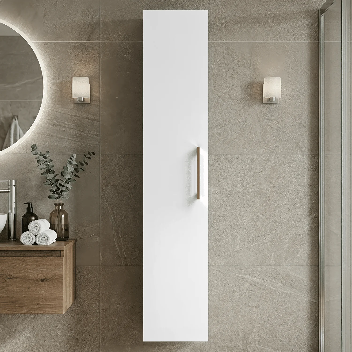 Bramshall 300mm Wall Hung 1 Door Tall Unit - Choice of Colour and Handle Finish - Image 7