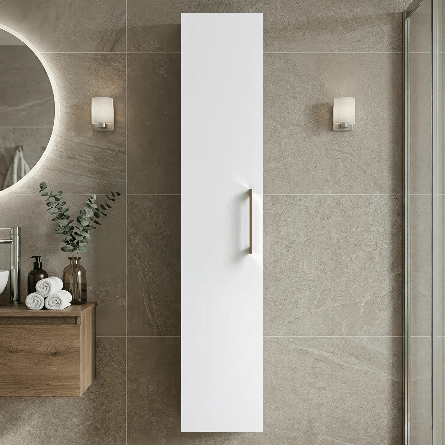 Bramshall 300mm Wall Hung 1 Door Tall Unit - Choice of Colour and Handle Finish - Image 8