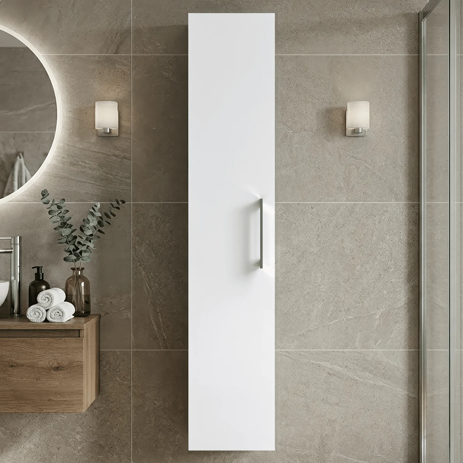 Bramshall 300mm Wall Hung 1 Door Tall Unit - Choice of Colour and Handle Finish - Image 9