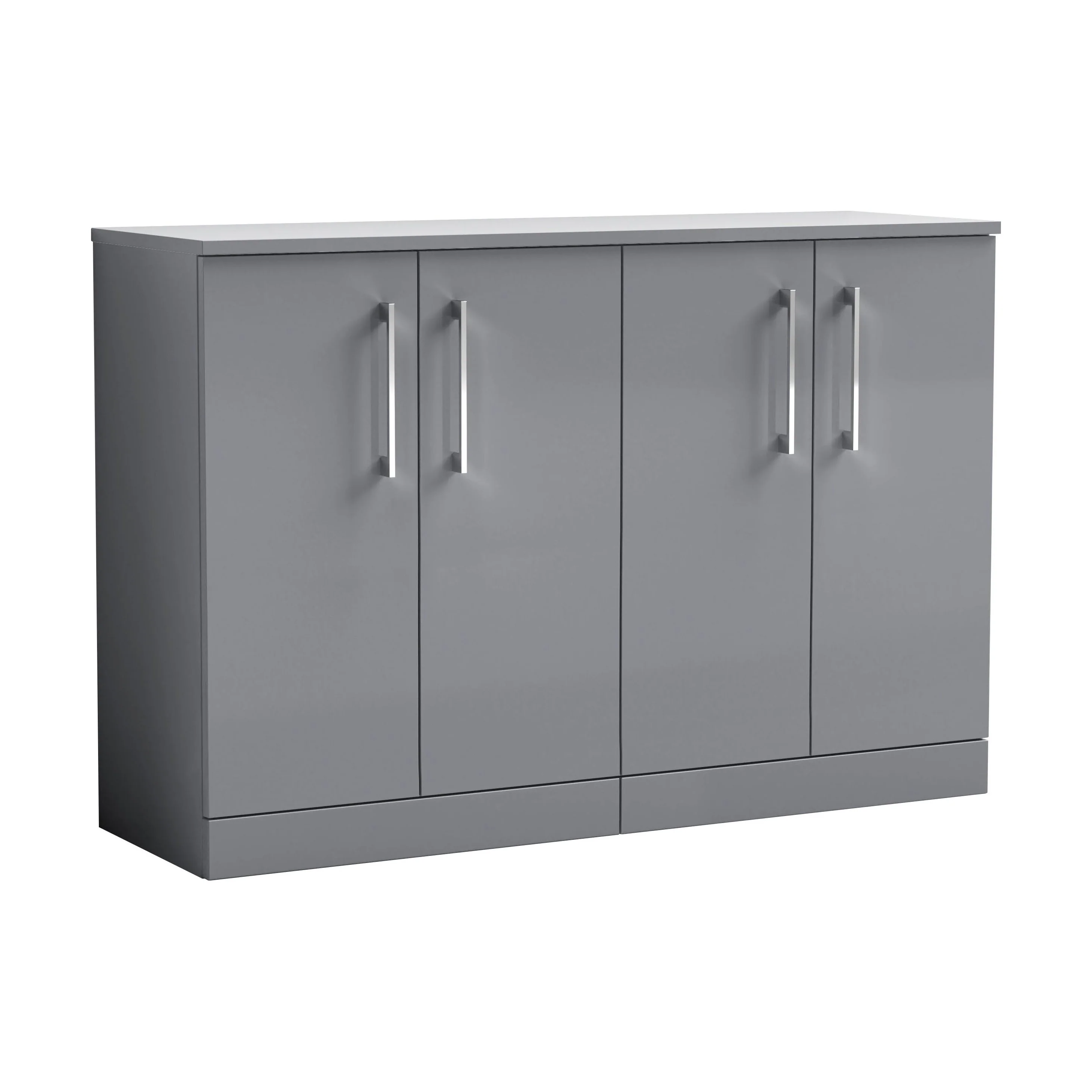 Balterley Level Modern Bathroom 2 Door Floor Standing Vanity Unit with Laminate Worktop & Handles, Satin Grey, 1205 mm