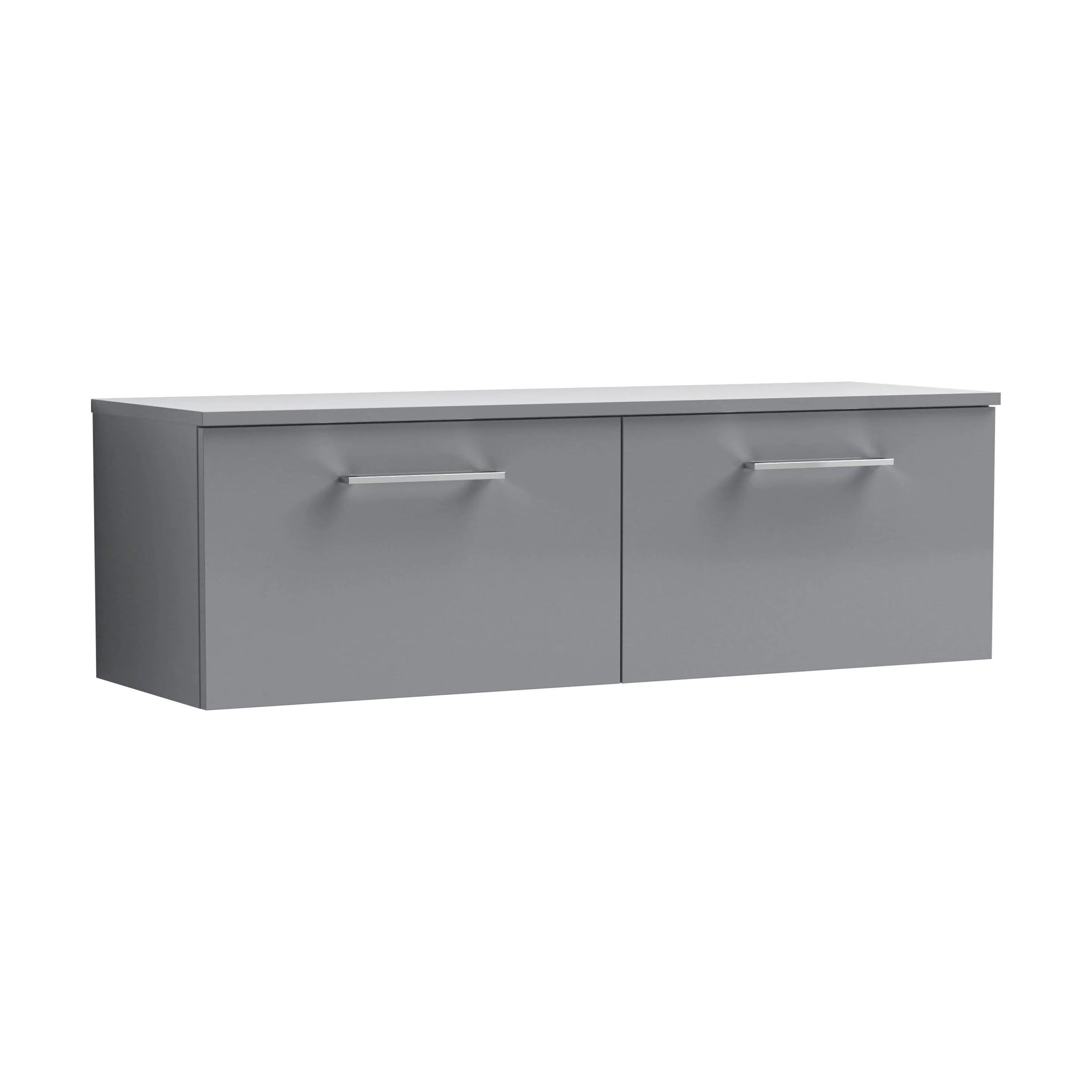 Balterley Level 1200mm Wall Hung 2 Drawer Vanity Unit with Worktop Stylish Storage Solution - Satin Grey