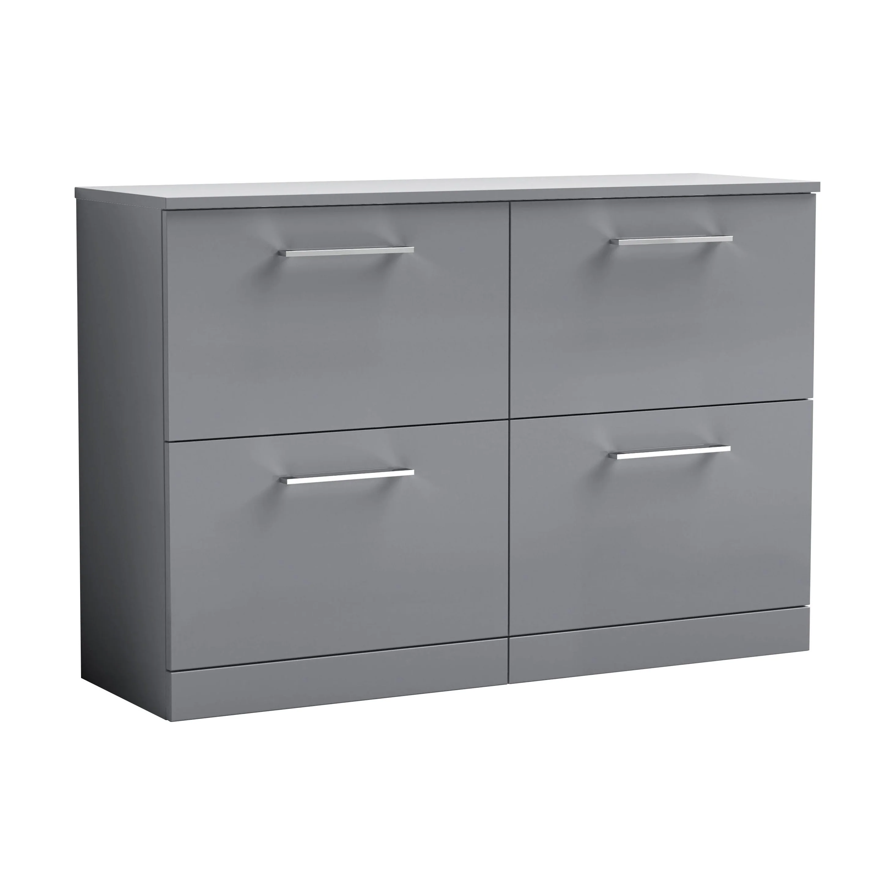 Balterley Level Modern Bathroom 4 Drawer Floor Standing Vanity Unit with Laminate Worktop & Handles, Satin Grey, 1200 mm