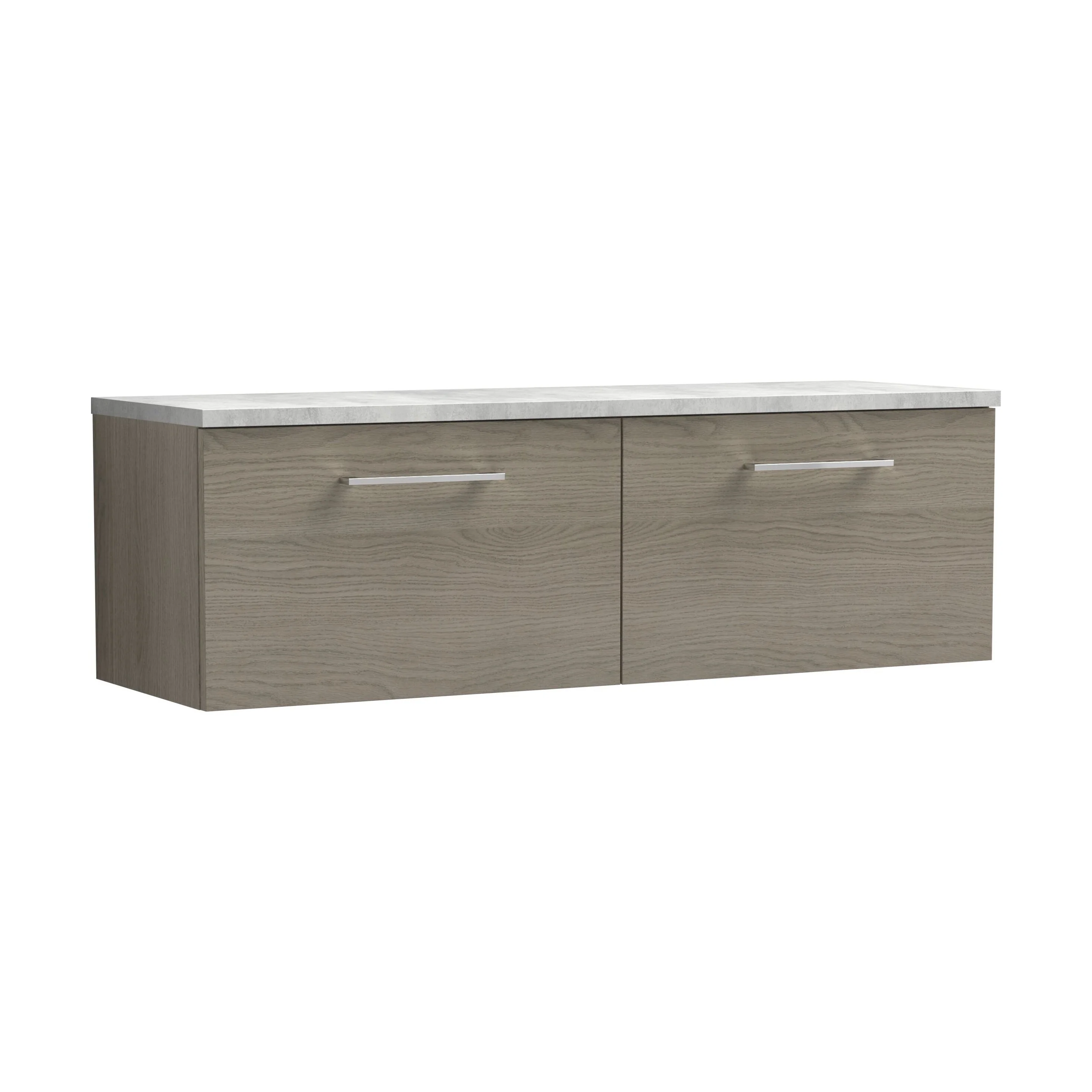 Balterley Level 1200mm Wall Hung 2 Drawer Vanity Unit & Laminate Worktop for Spacious Natural-Wood Bathroom Storage - Solace Oak