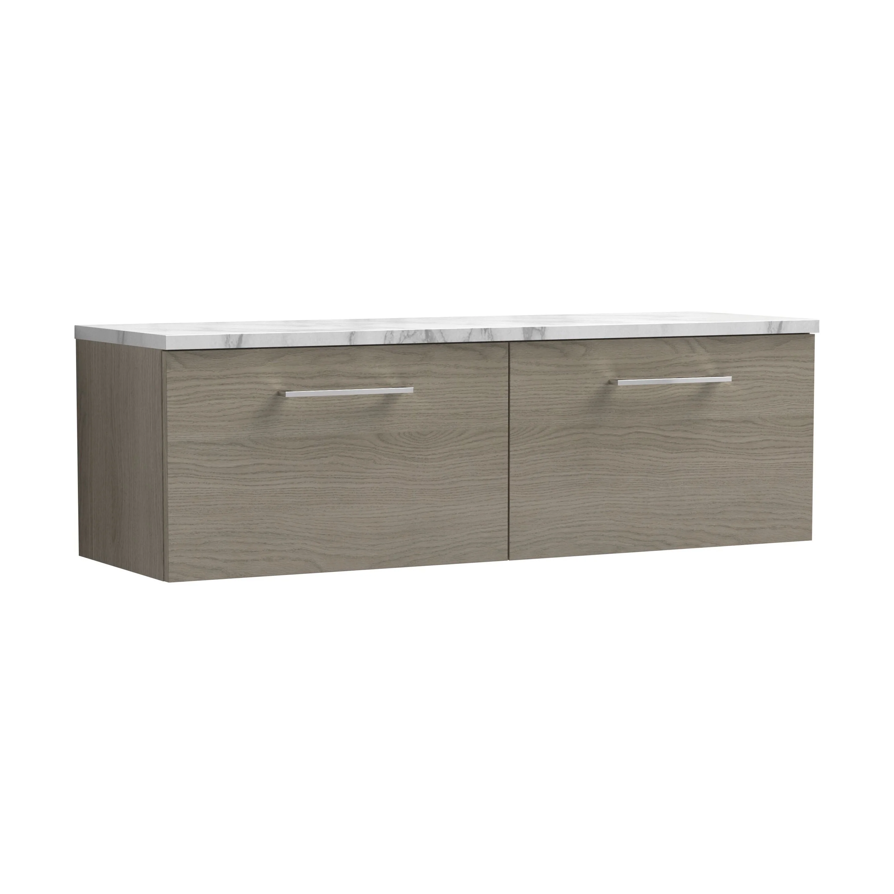 Balterley Level 1200mm Wall Hung 2 Drawer Vanity Unit & Laminate Worktop for Spacious Natural-Wood Bathroom Storage Solace Oak