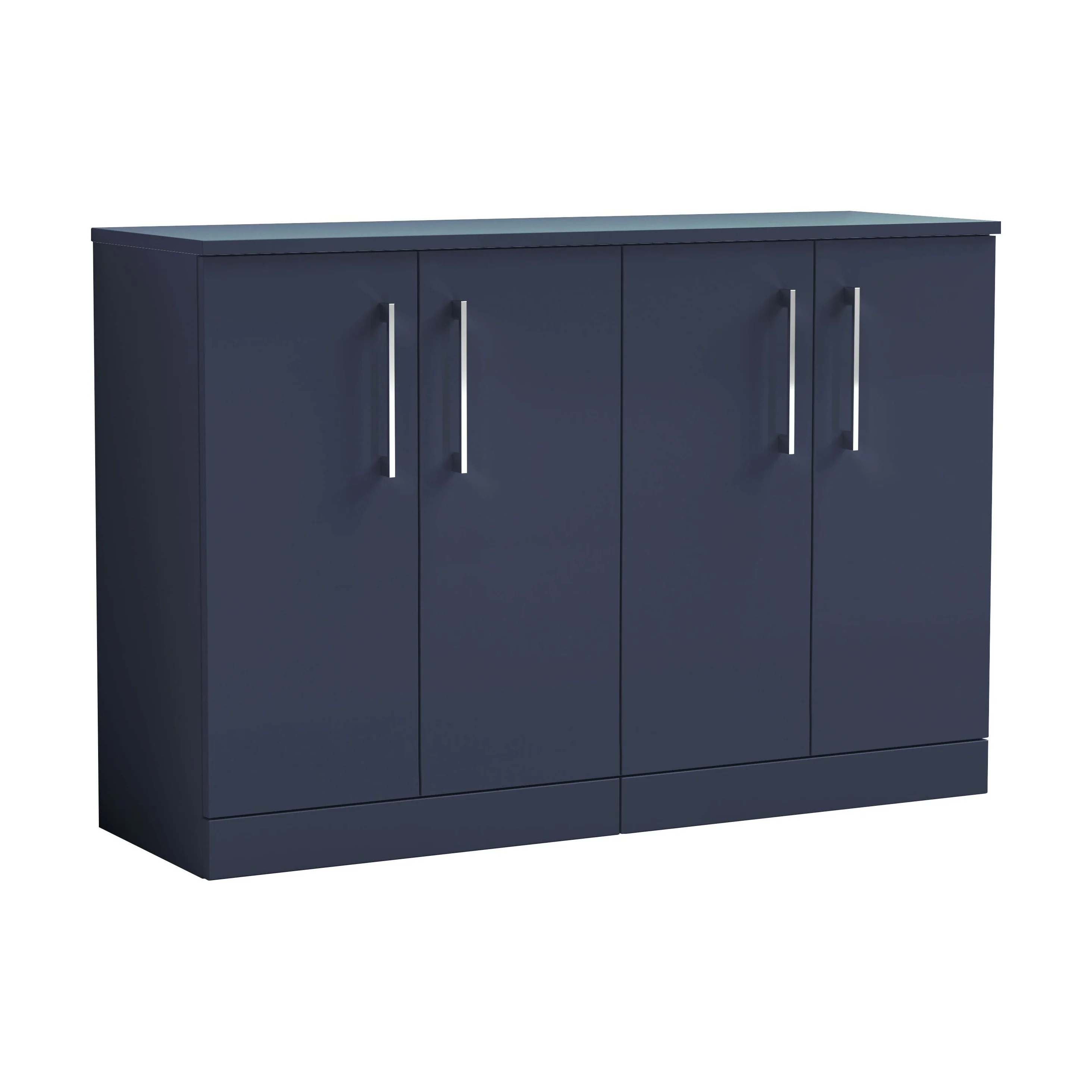 Balterley Level Modern Bathroom 2 Door Floor Standing Vanity Unit with Worktop & Handles, Midnight Blue, 1205 mm