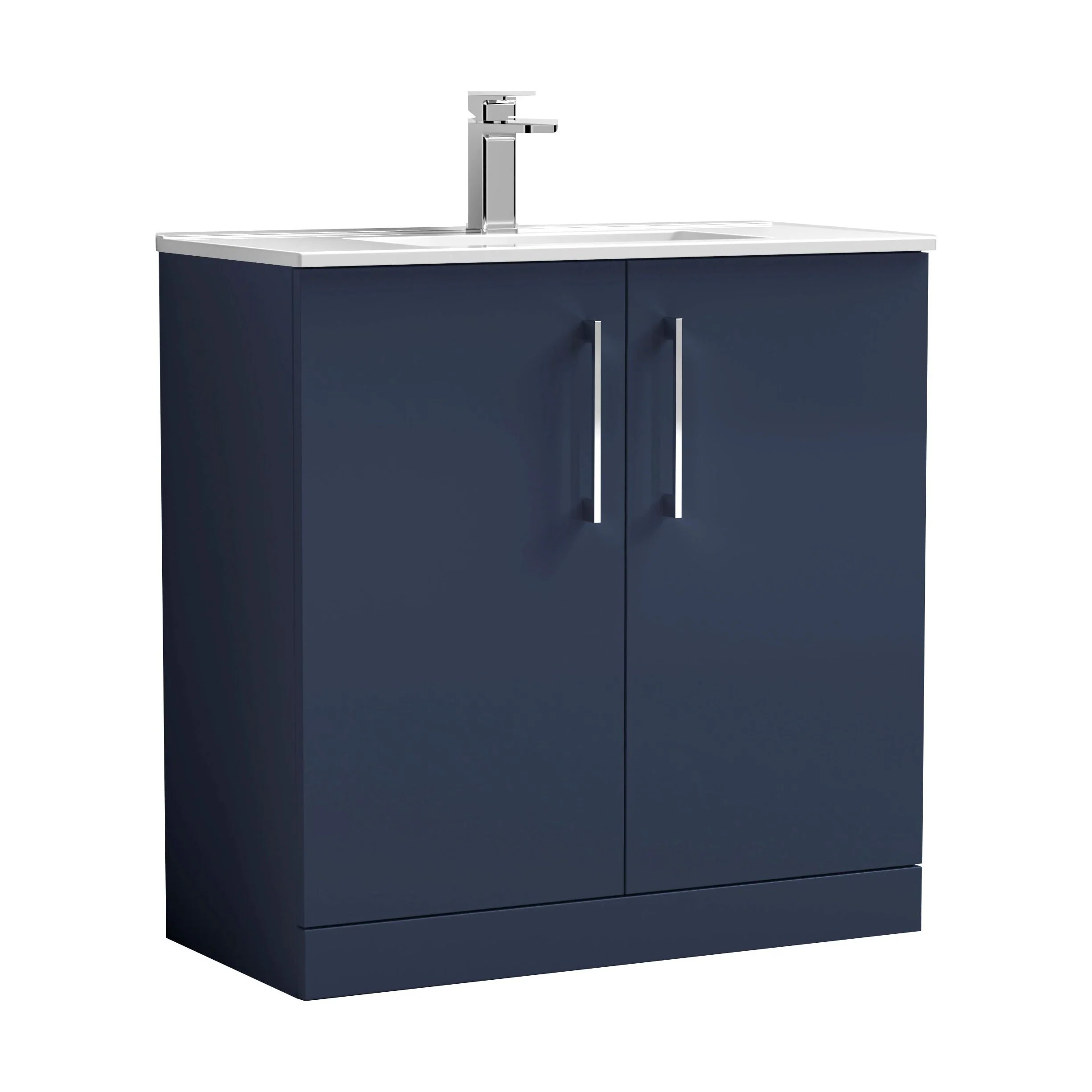 Balterley  Contemporary Bathroom 2 Soft Close Door & Minimalist Floor Standing Vanity Unit Basin, Midnight Blue, 800mm