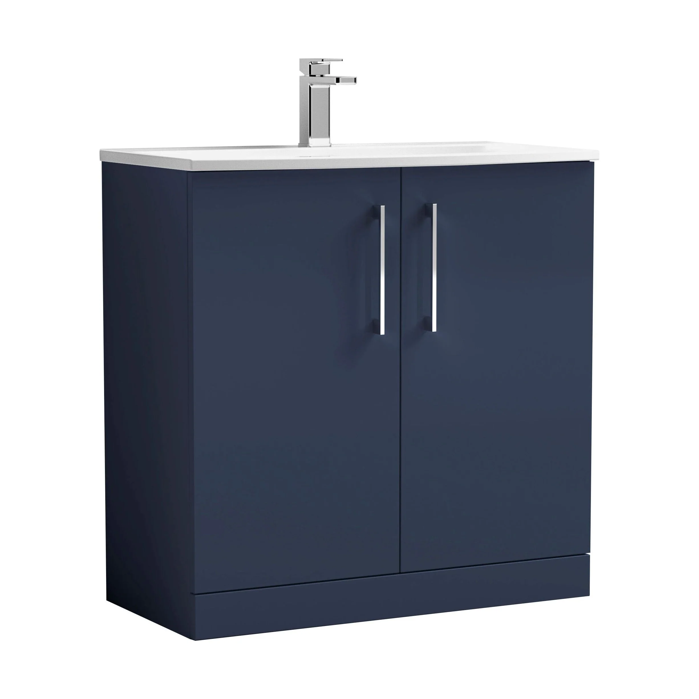 Balterley  Modern Bathroom Floor Standing 2-Door Vanity & Basin, Midnight Blue, 800mm