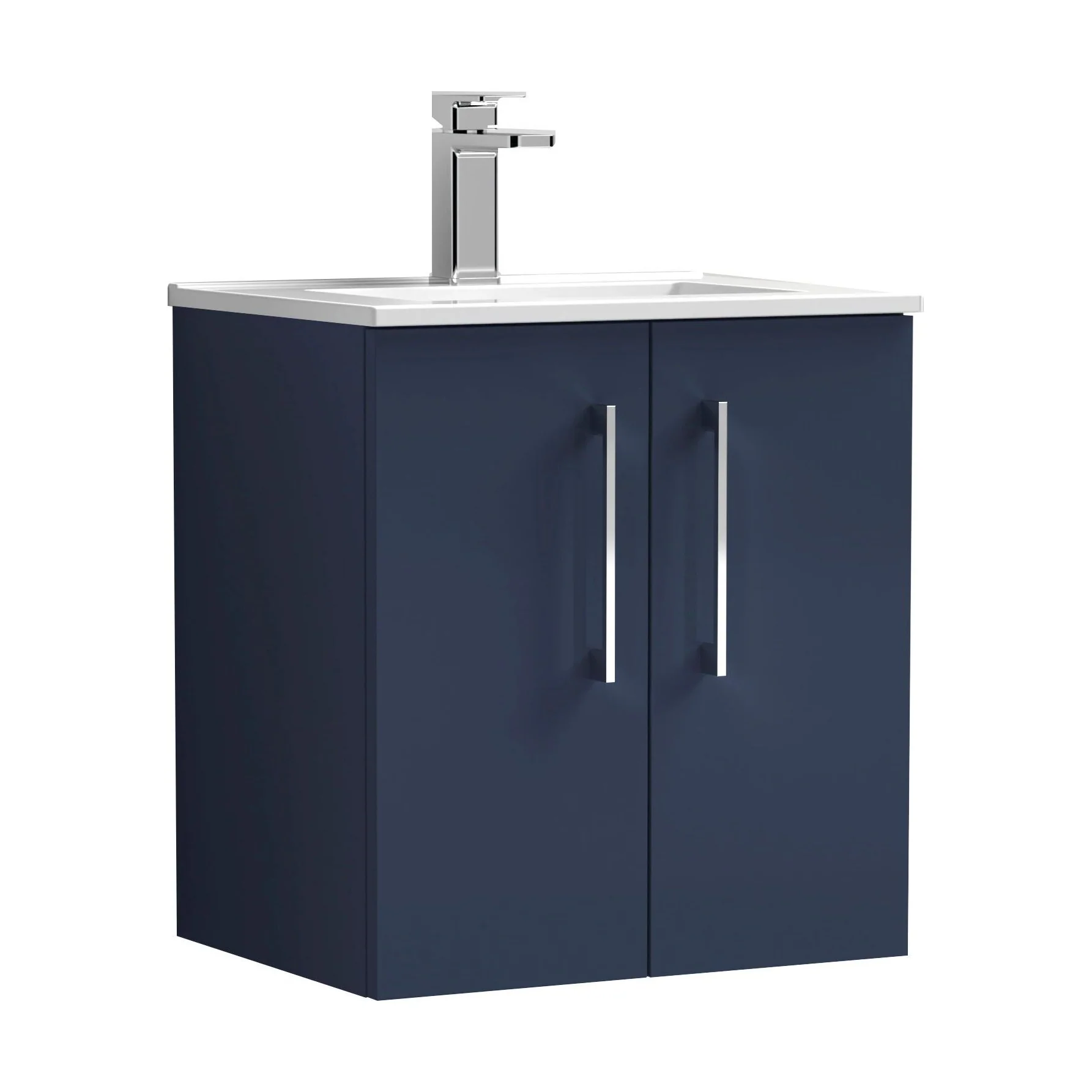Balterley Level Contemporary Bathroom 2 Soft Close Door & Minimalist Wall Hung Vanity Unit Basin, Midnight Blue, 500mm