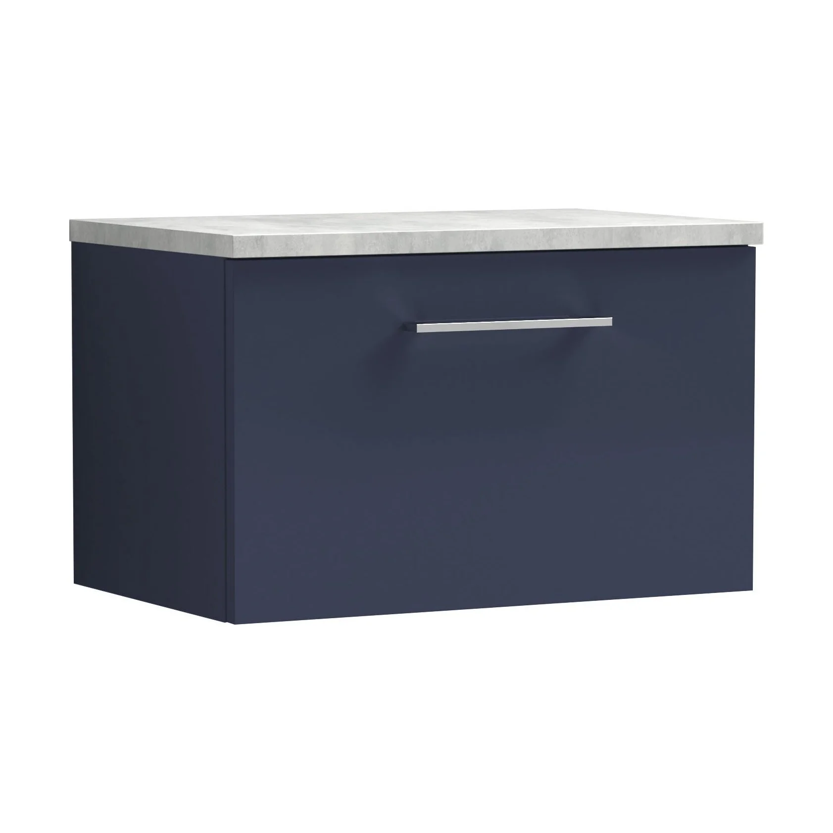 Balterley Level 600mm Wall Hung 1 Drawer Vanity Unit & Laminate Worktop for Compact Contemporary Bathroom Storage - Midnight Blue