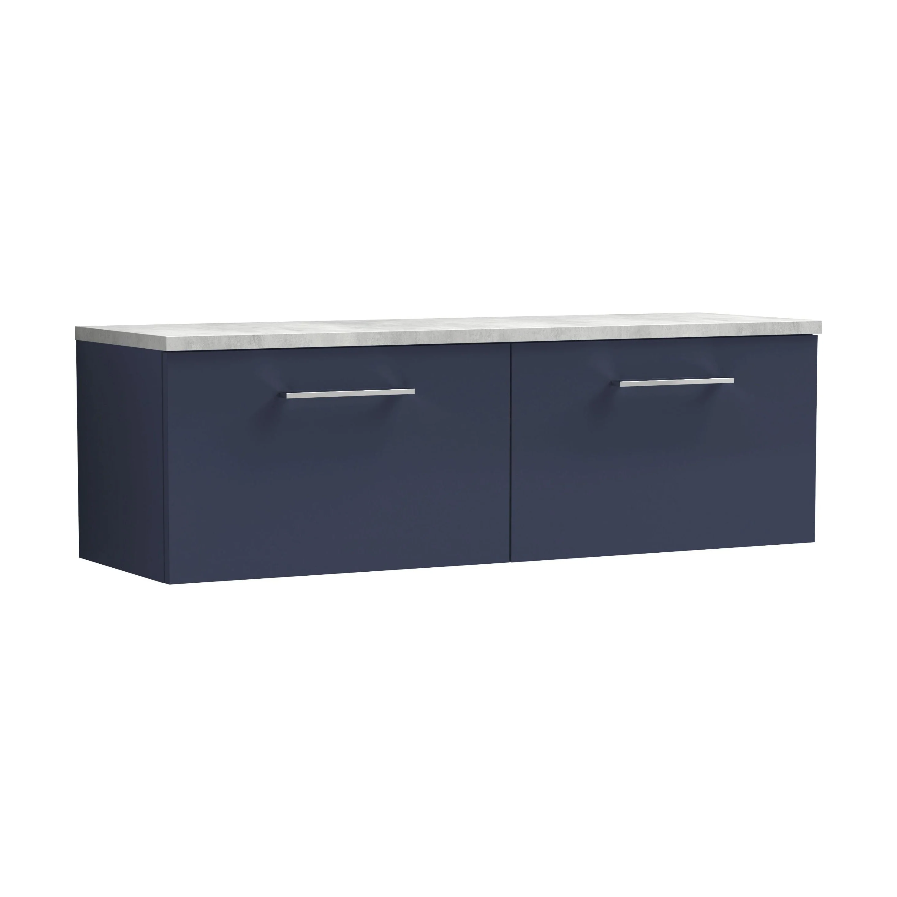 Balterley Level 1200mm Wall Hung 2 Drawer Vanity Unit & Laminate Worktop Spacious Contemporary Bathroom Storage - Midnight Blue