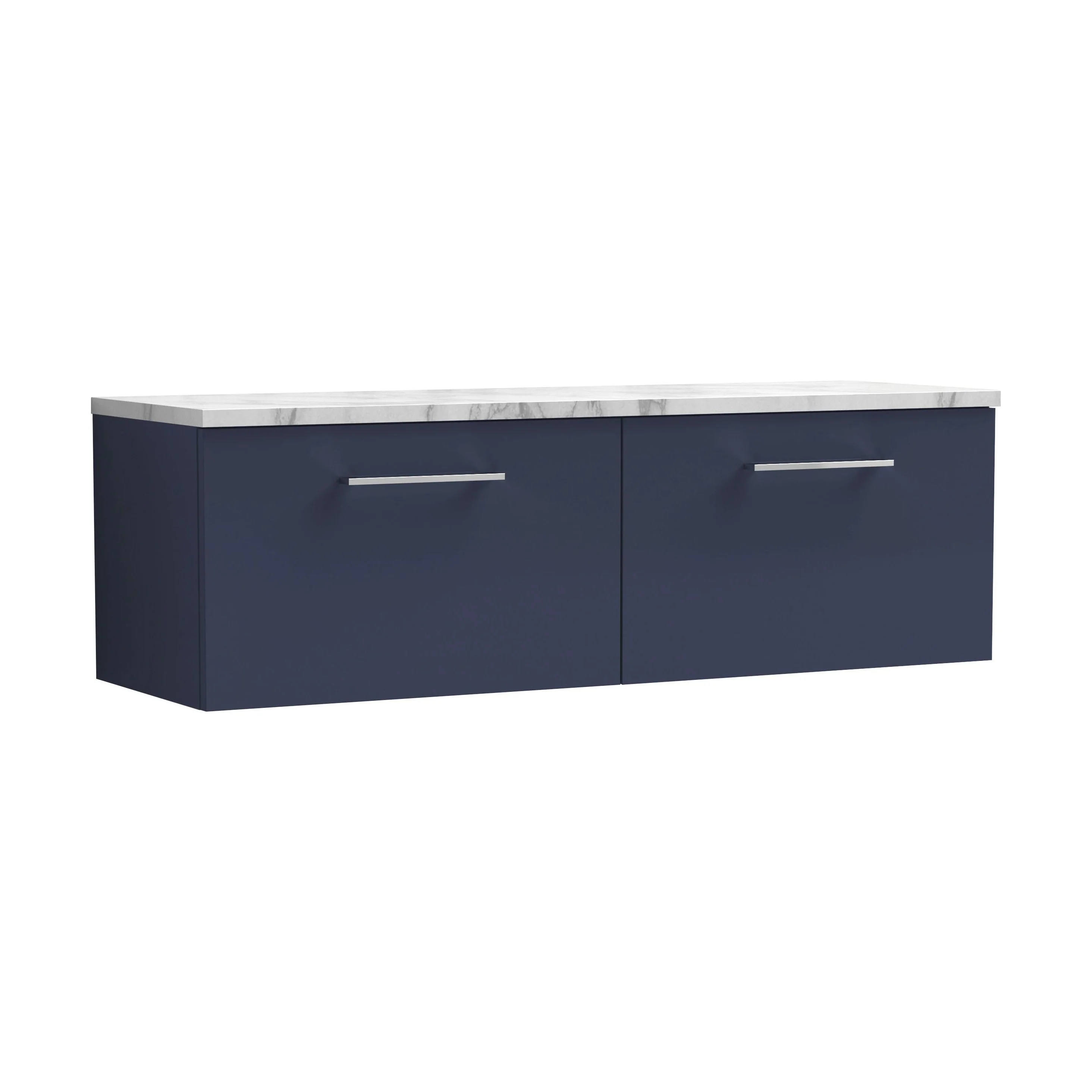 Balterley Level 1200mm Wall Hung 2 Drawer Vanity Unit & Laminate Worktop for Spacious Modern Bathroom Storage - Midnight Blue