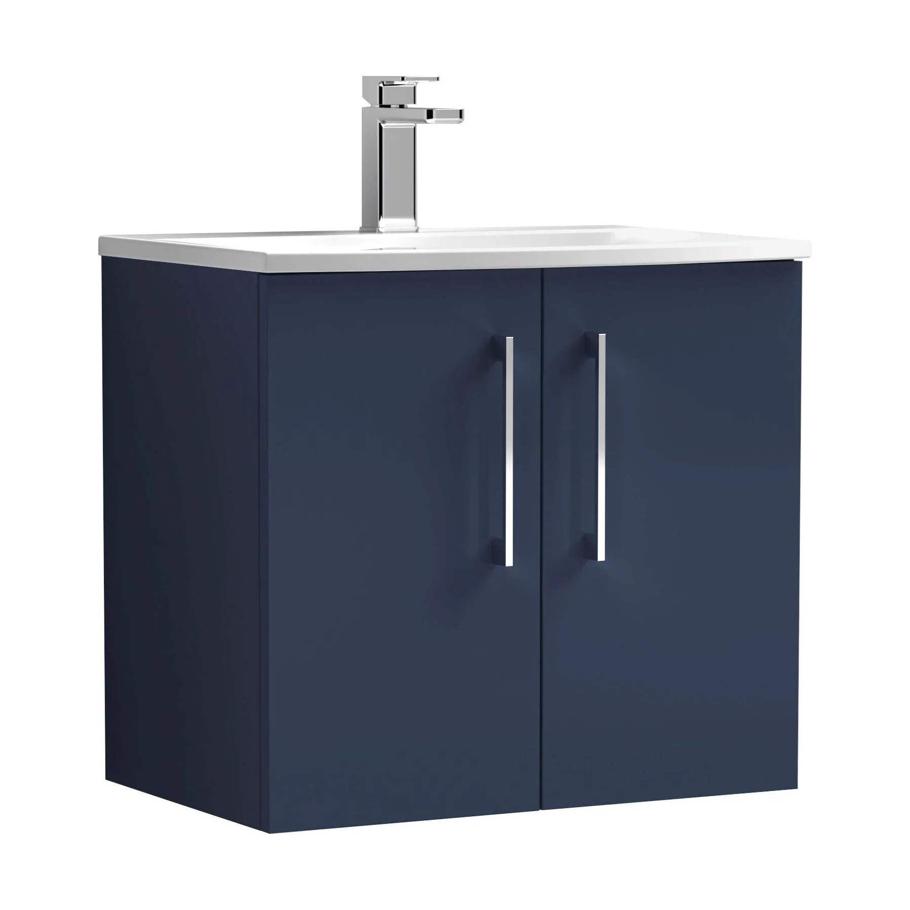Balterley  Modern Bathroom Wall Hung 2-Door Vanity & Basin, Midnight Blue, 600mm