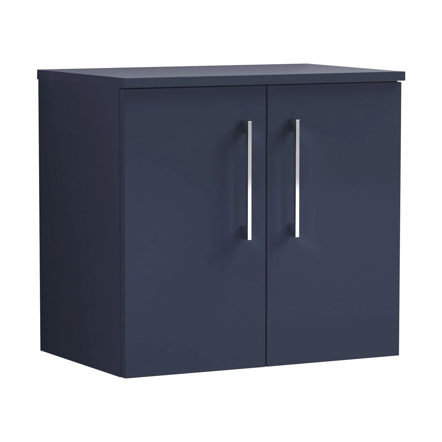 Balterley Level Modern Bathroom 600mm Wall Hung 2-Door Vanity Unit with Worktop, Soft Close Doors, Midnight Blue