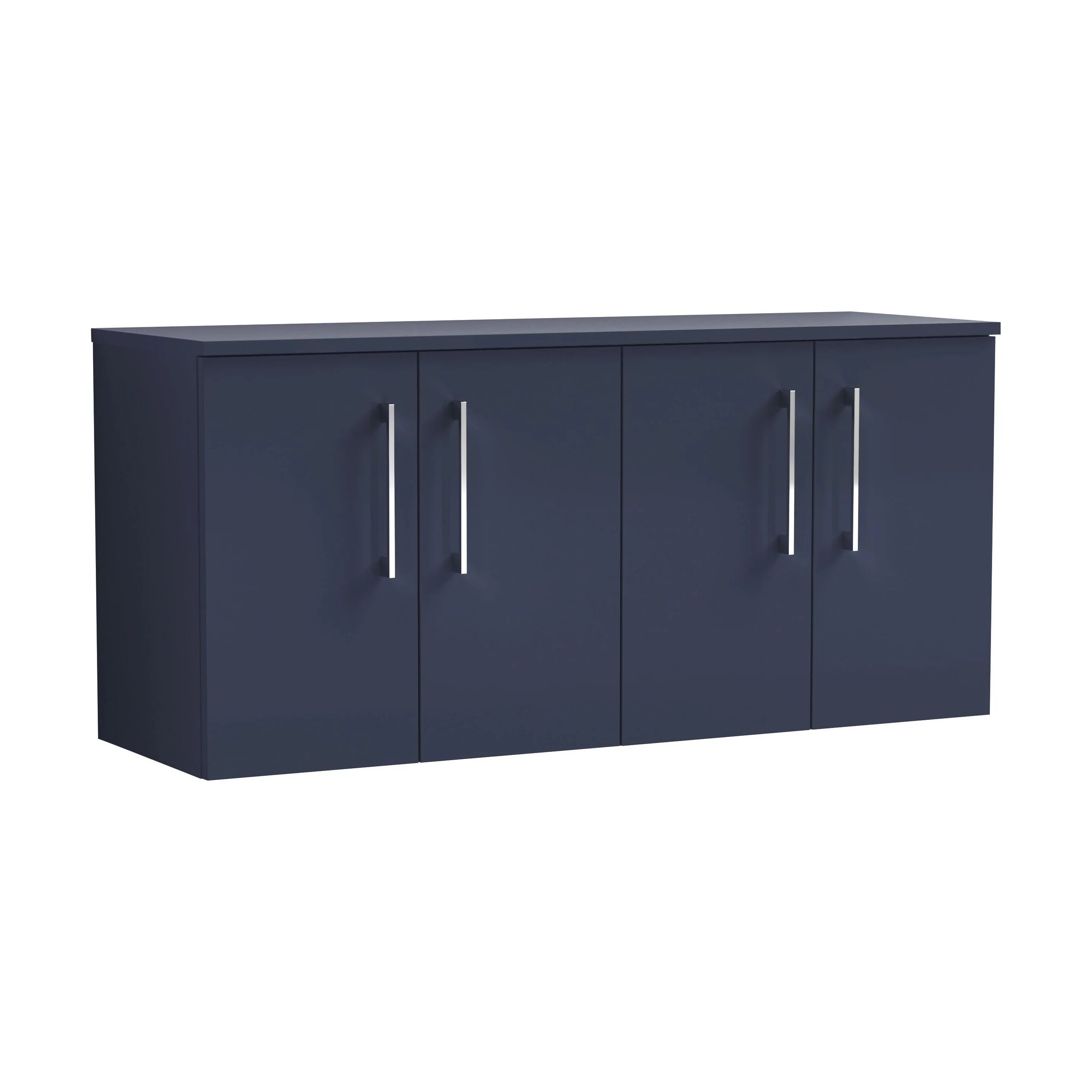 Balterley Level Modern Bathroom 1200mm Wall Hung 4-Door Vanity Unit with Worktop, Soft Close Doors, Midnight Blue