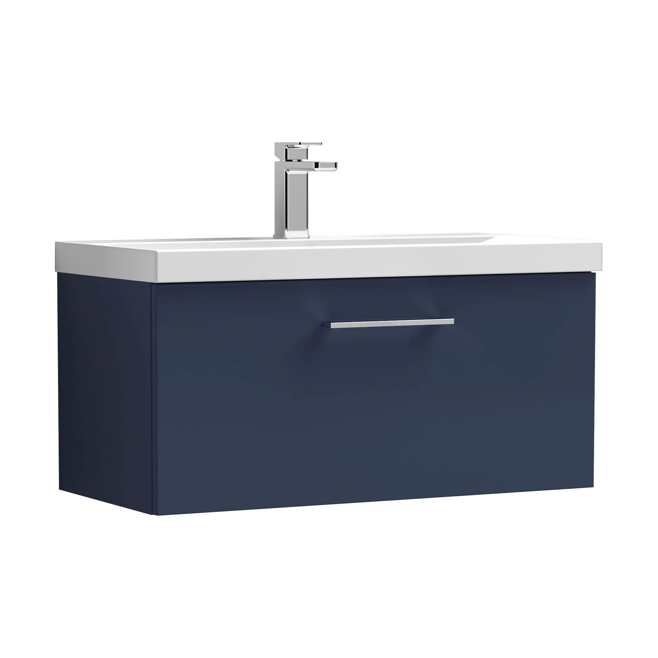 Balterley  Contemporary Bathroom Wall Hung 1-Drawer Vanity & Basin, Midnight Blue, 800mm