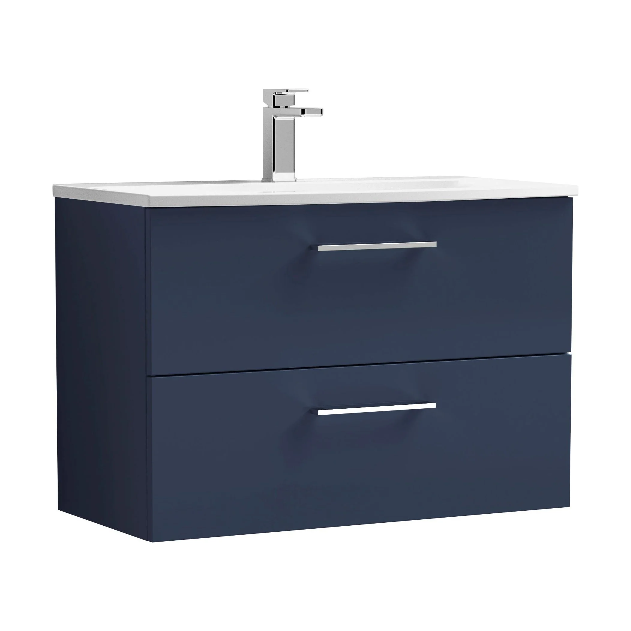Balterley  Modern Bathroom Wall Hung 2-Drawer Vanity & Basin, Midnight Blue, 800 mm
