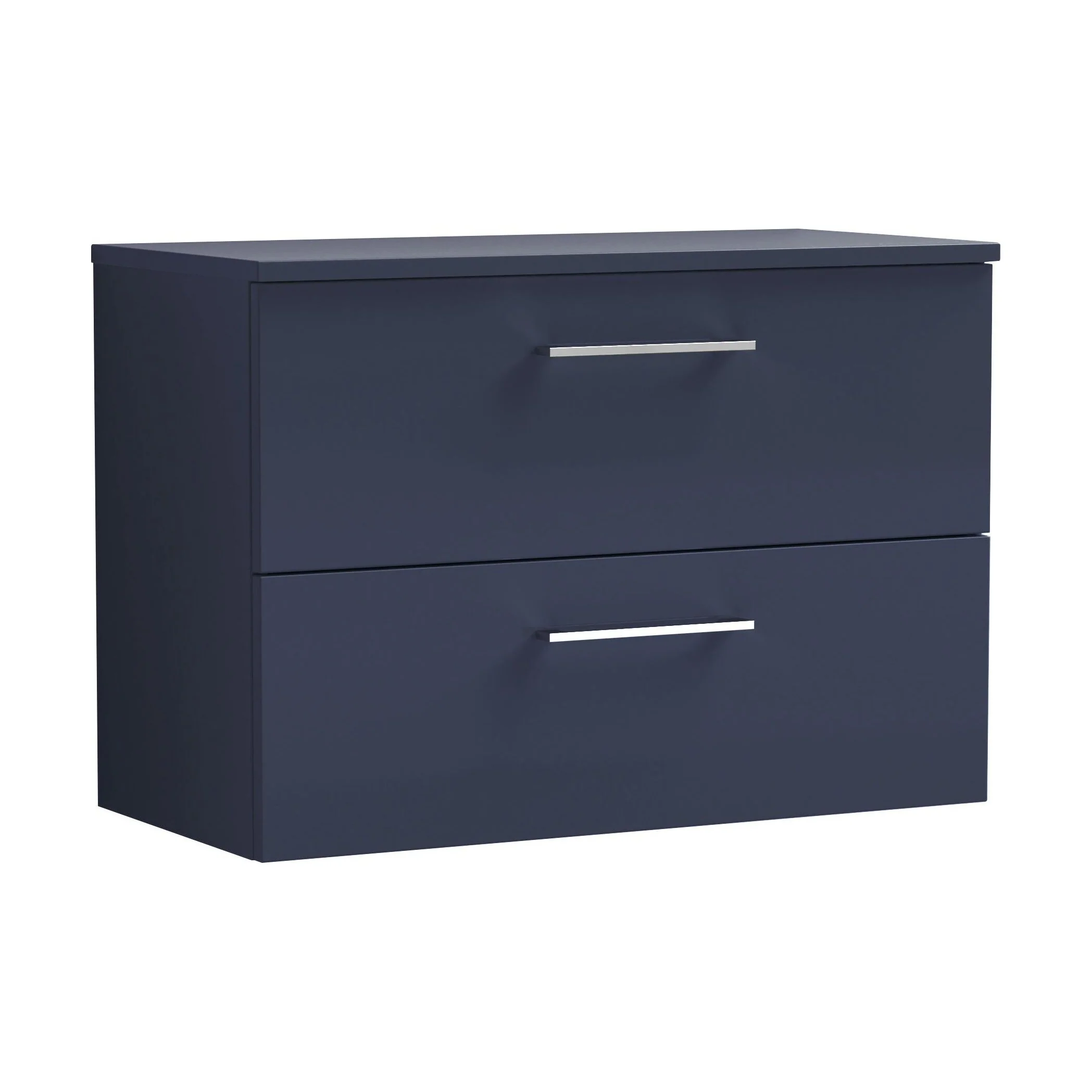 Balterley Level Modern Bathroom 800mm Wall Hung 2 Soft Close Drawer Vanity Unit with Worktop, 558 x 805 x 390mm, Midnight Blue