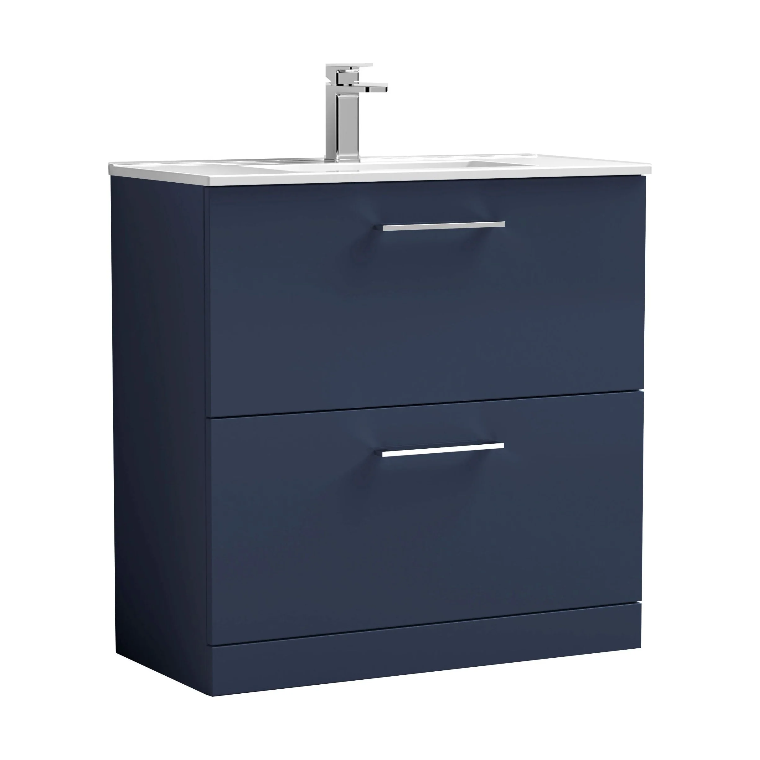 Balterley Level Contemporary Bathroom 2 Soft Close Drawer & Minimalist Floor Standing Vanity Unit Basin, Midnight Blue, 800mm