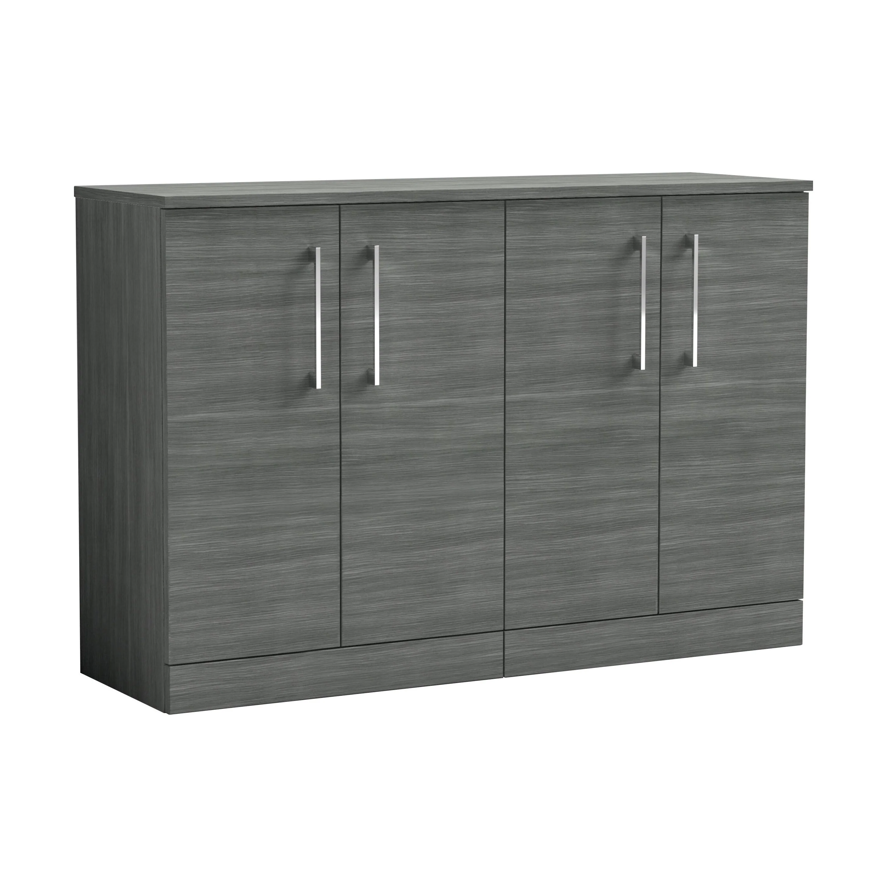Balterley Level Modern Bathroom 2 Door Floor Standing Vanity Unit with Worktop & Handles, Anthracite Woodgrain, 1205 mm