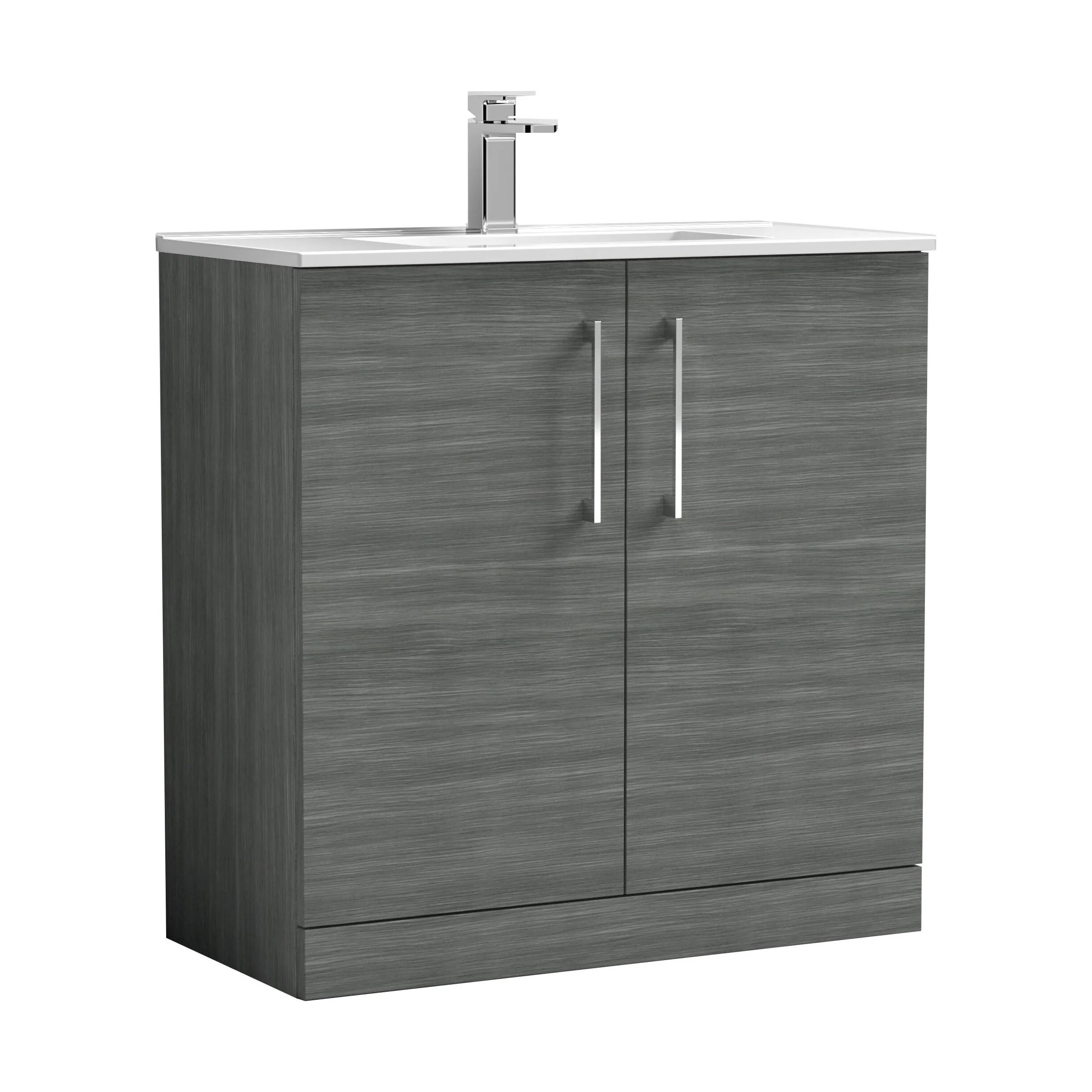 Balterley  Contemporary Bathroom 2 Soft Close Door & Minimalist Floor Standing Vanity Unit Basin, Anthracite Woodgrain, 800mm - Image 2