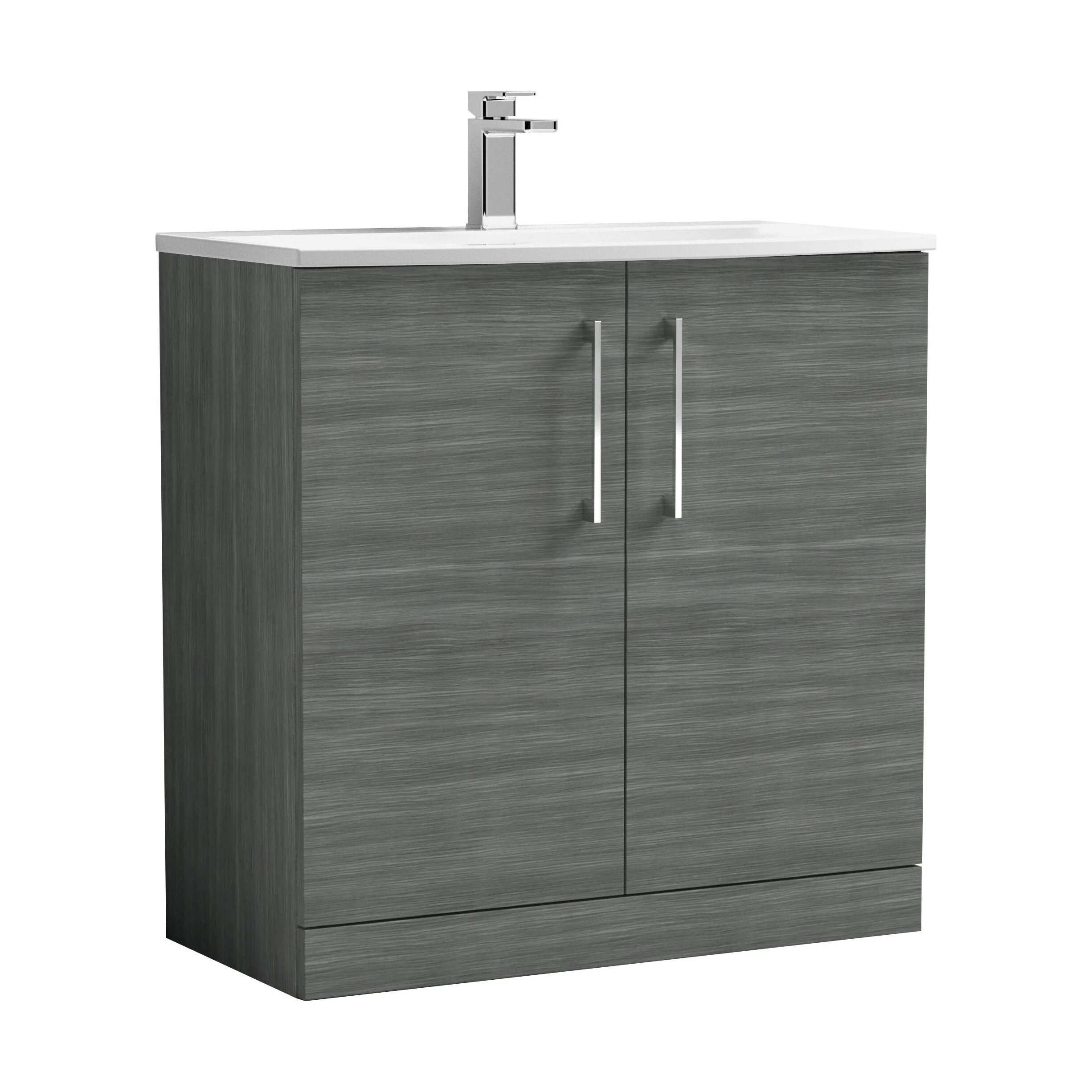 Balterley  Modern Bathroom 2 Soft Close Door Floor Standing Vanity & Basin, Anthracite, 800mm