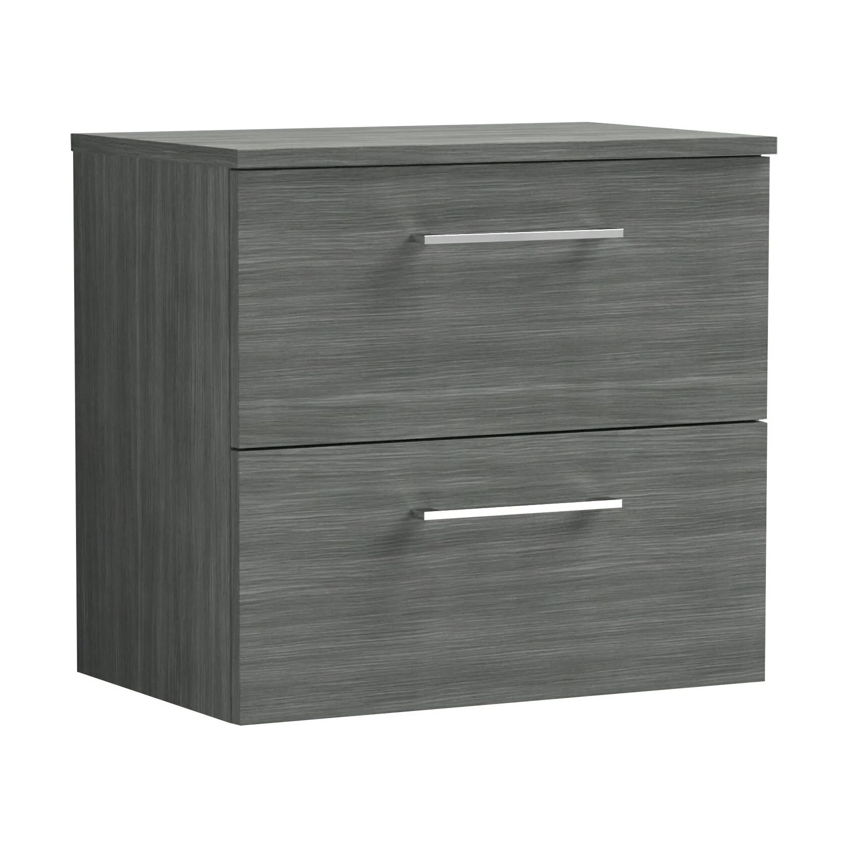 Balterley Level Modern Bathroom 600mm Wall Hung 2 Soft Close Drawer Vanity Unit with Worktop, 539 x 605 x 383mm, Anthracite