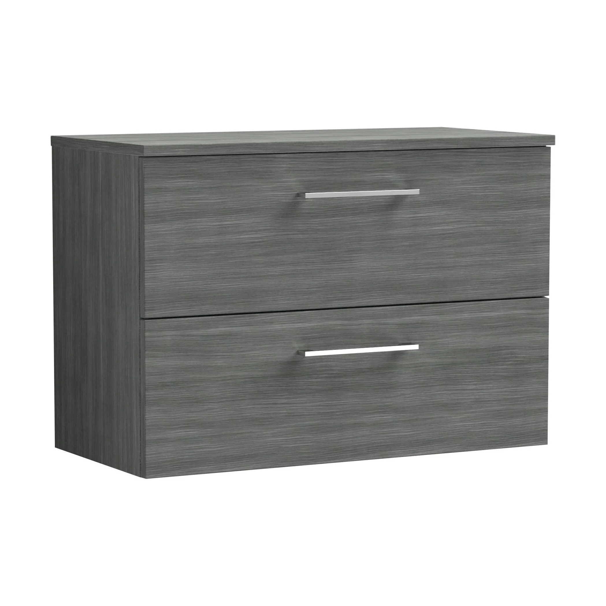Balterley Level Modern Bathroom 800mm Wall Hung 2 Soft Close Drawer Vanity Unit with Worktop, 539 x 805 x 390mm, Anthracite