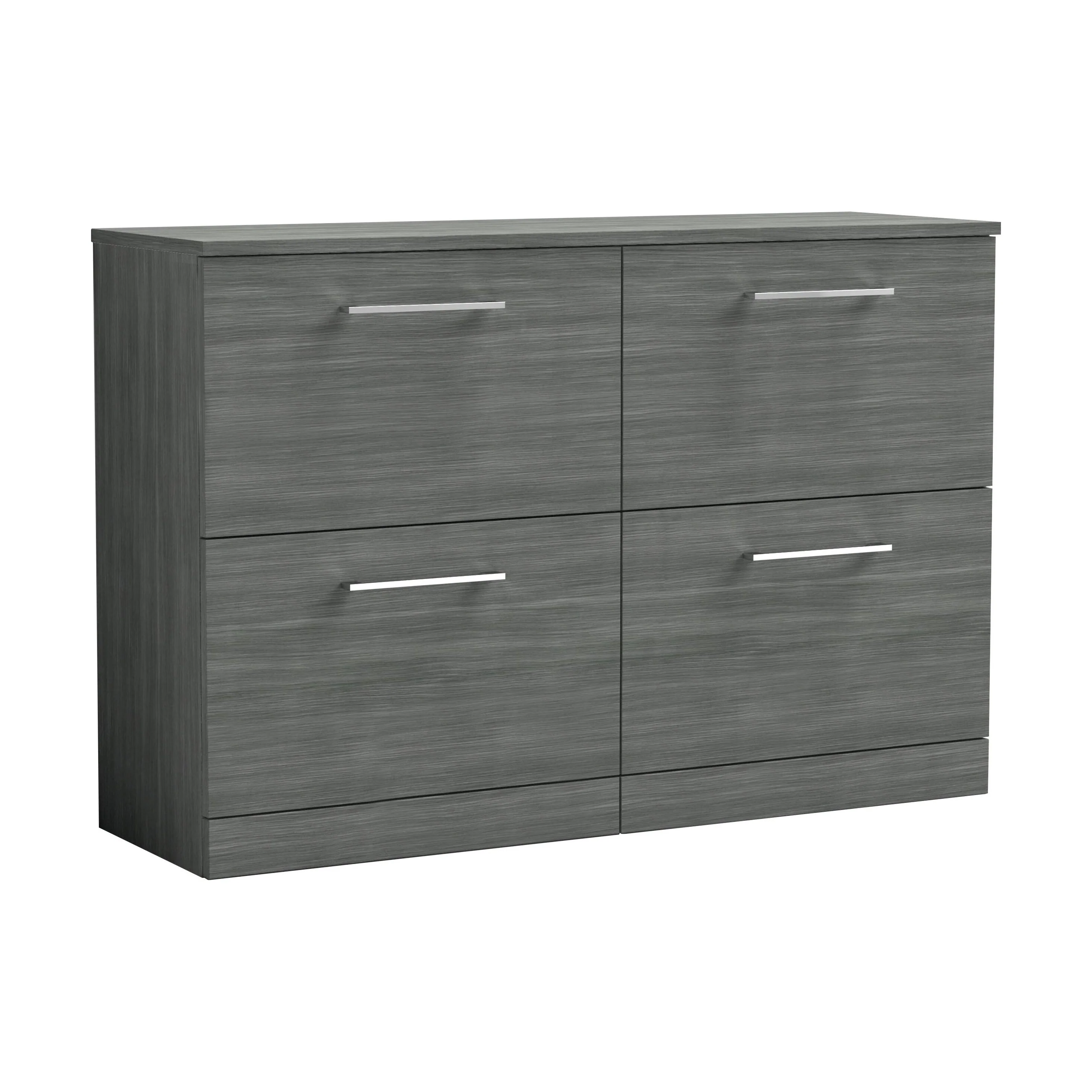 Balterley Level Modern Bathroom 4 Drawer Floor Standing Vanity Unit with Worktop & Handles, Anthracite Woodgrain, 1205 mm
