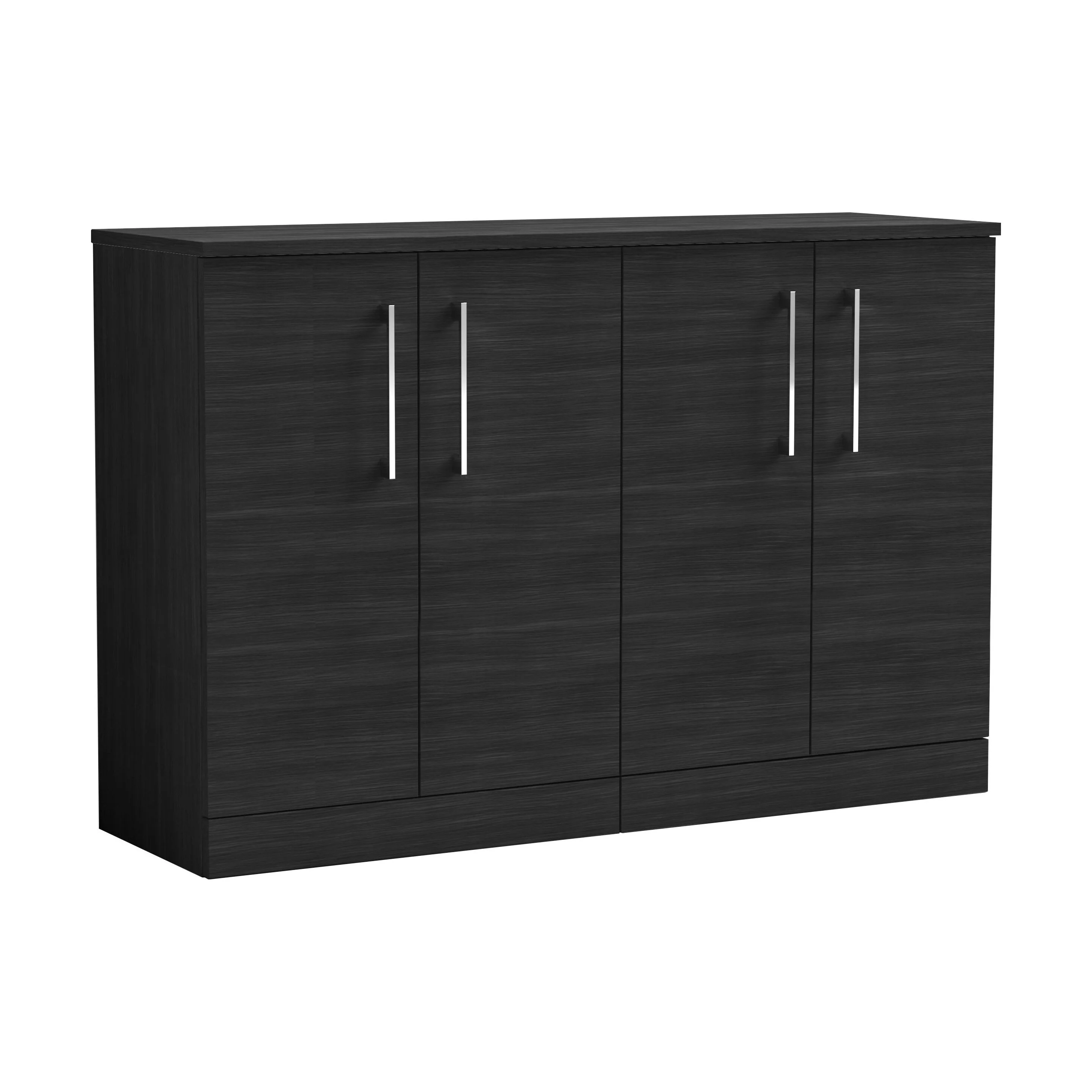 Balterley Level Modern Bathroom 2 Door Floor Standing Vanity Unit with Worktop & Handles, Black Woodgrain, 1205 mm