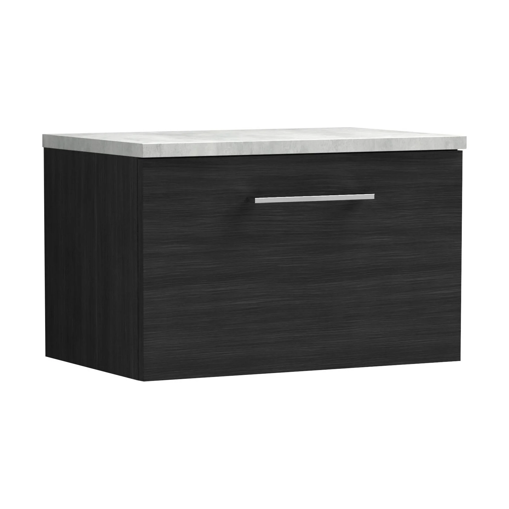 Balterley Level 600mm Wall Hung Single Drawer Vanity Unit with Laminate Worktop for Modern Bathroom Storage - Charcoal Black