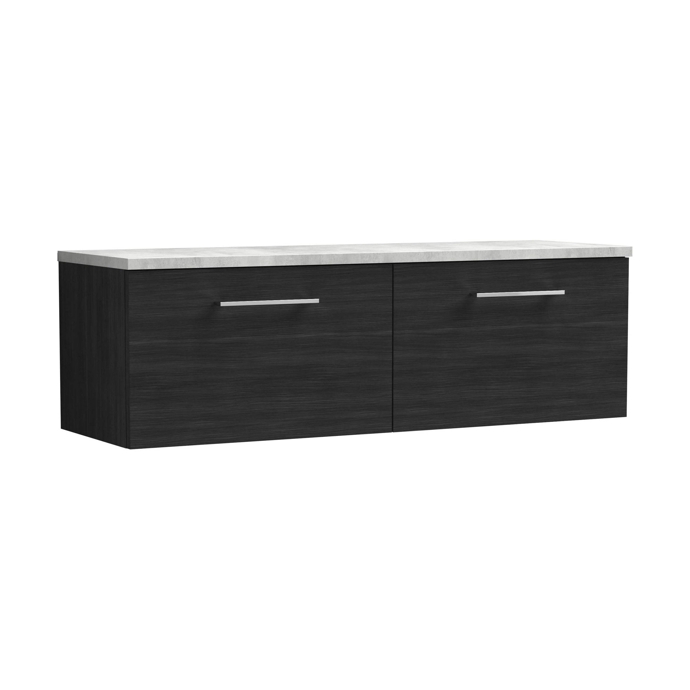 Balterley Level 1200mm Wall Hung 2 Drawer Vanity Unit with Laminate Worktop for Modern Bathroom Storage - Charcoal Black