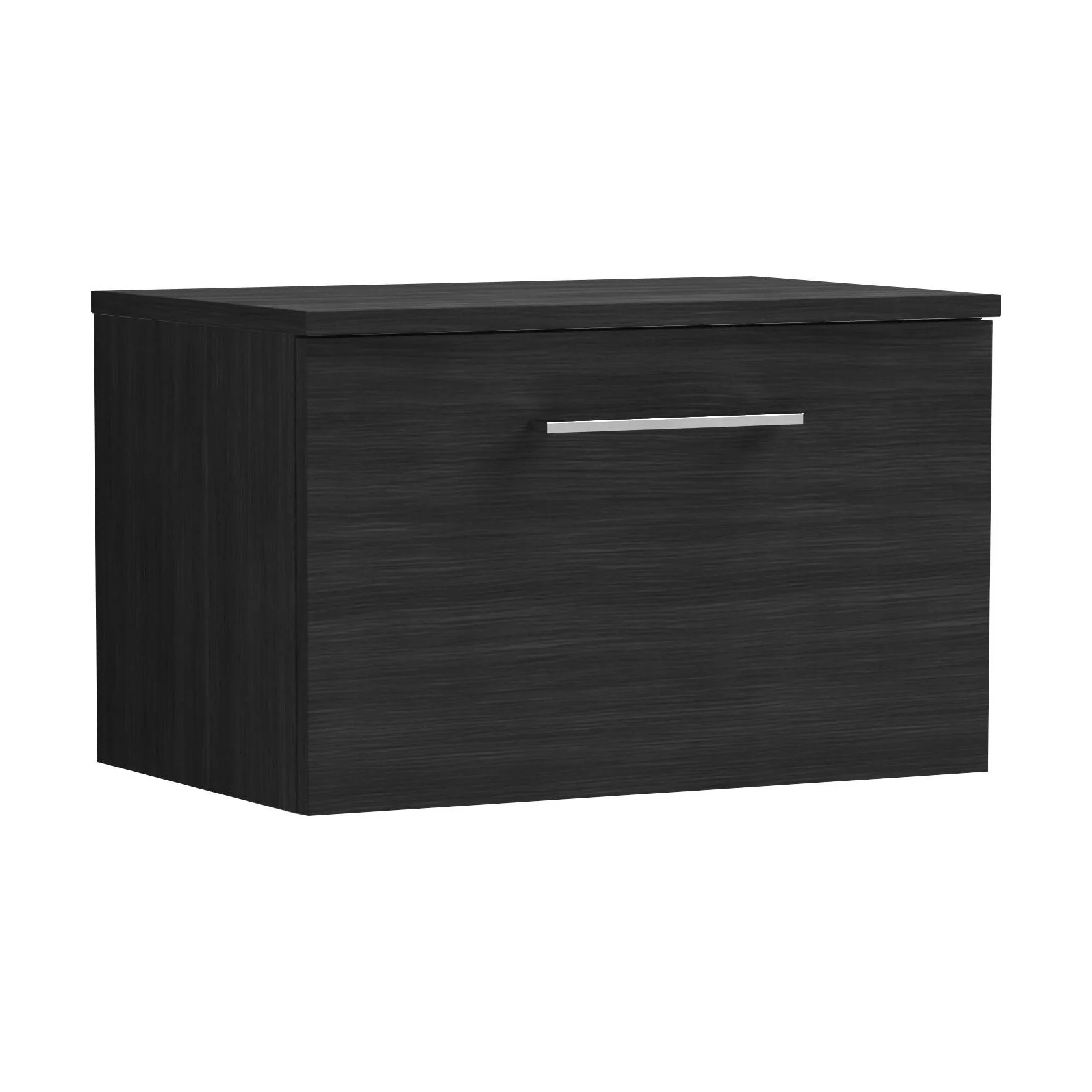 Balterley Level Contemporary Bathroom Wall Hung 1-Drawer Vanity Unit with Worktop, Charcoal Black, 600mm