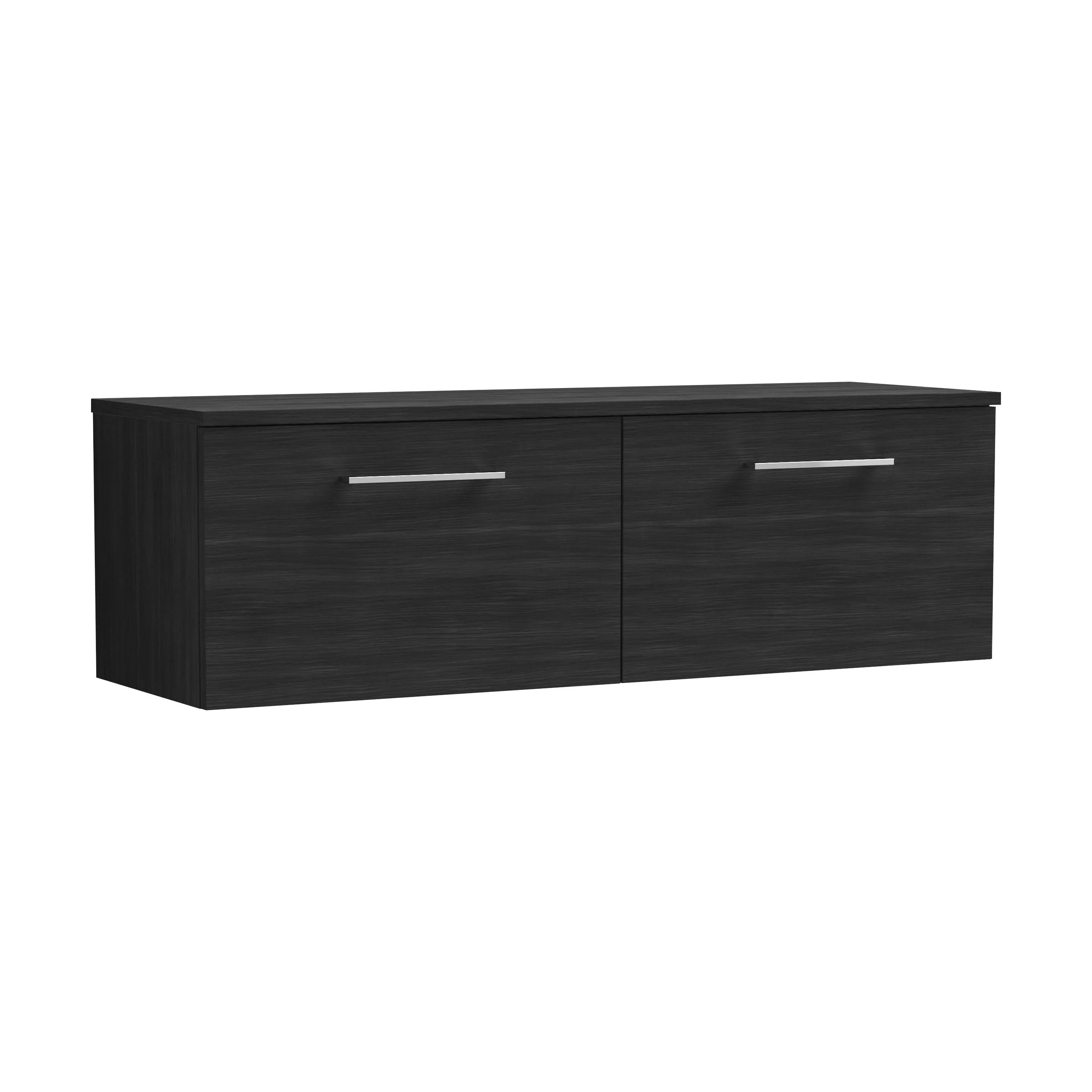 Balterley Level Contemporary Bathroom Wall Hung 1-Drawer Vanity Unit with Worktop, Charcoal Black, 600mm