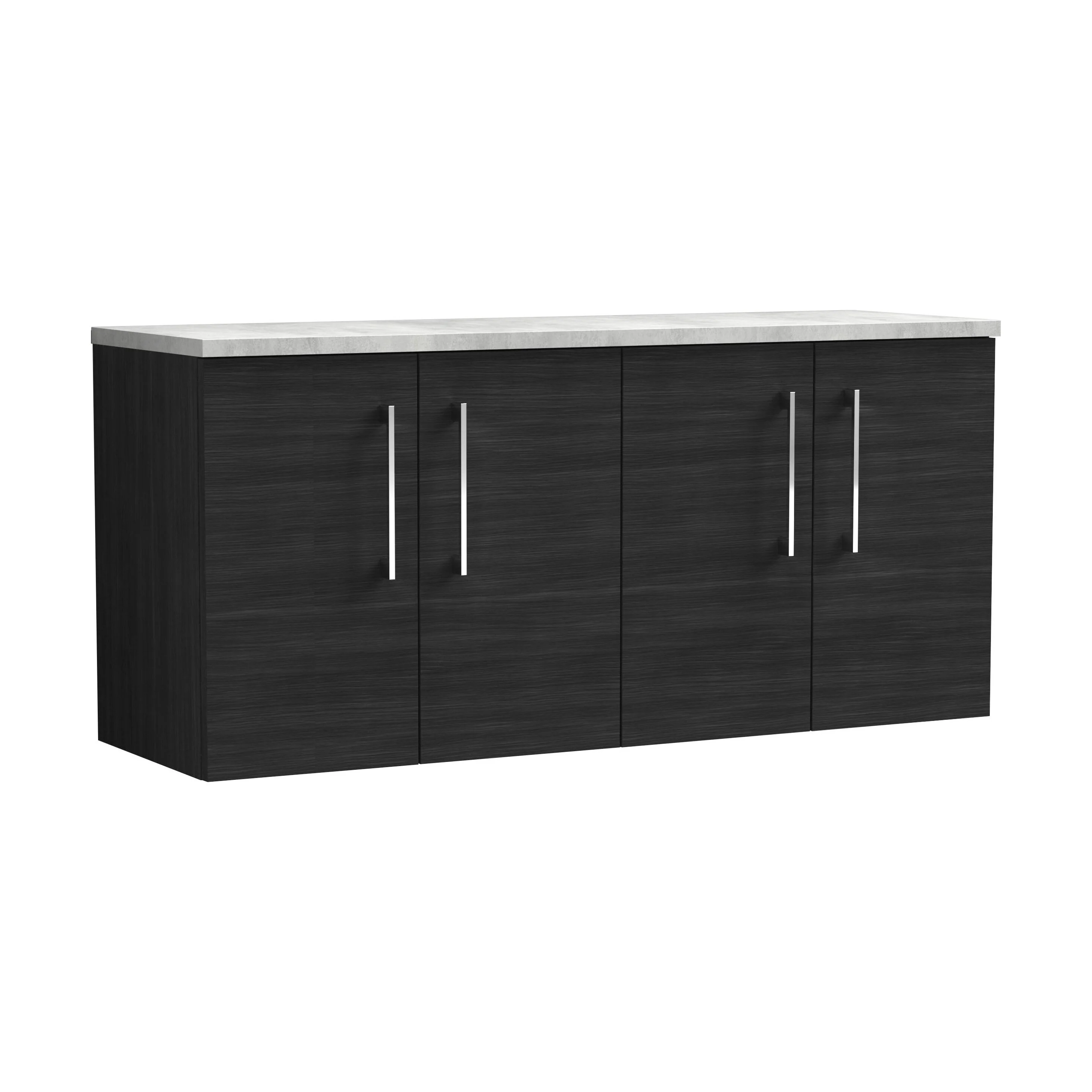 Balterley Level 1200mm Wall Hung 4 Door Vanity Unit with Laminate Worktop for Modern Bathroom Storage - Charcoal Black