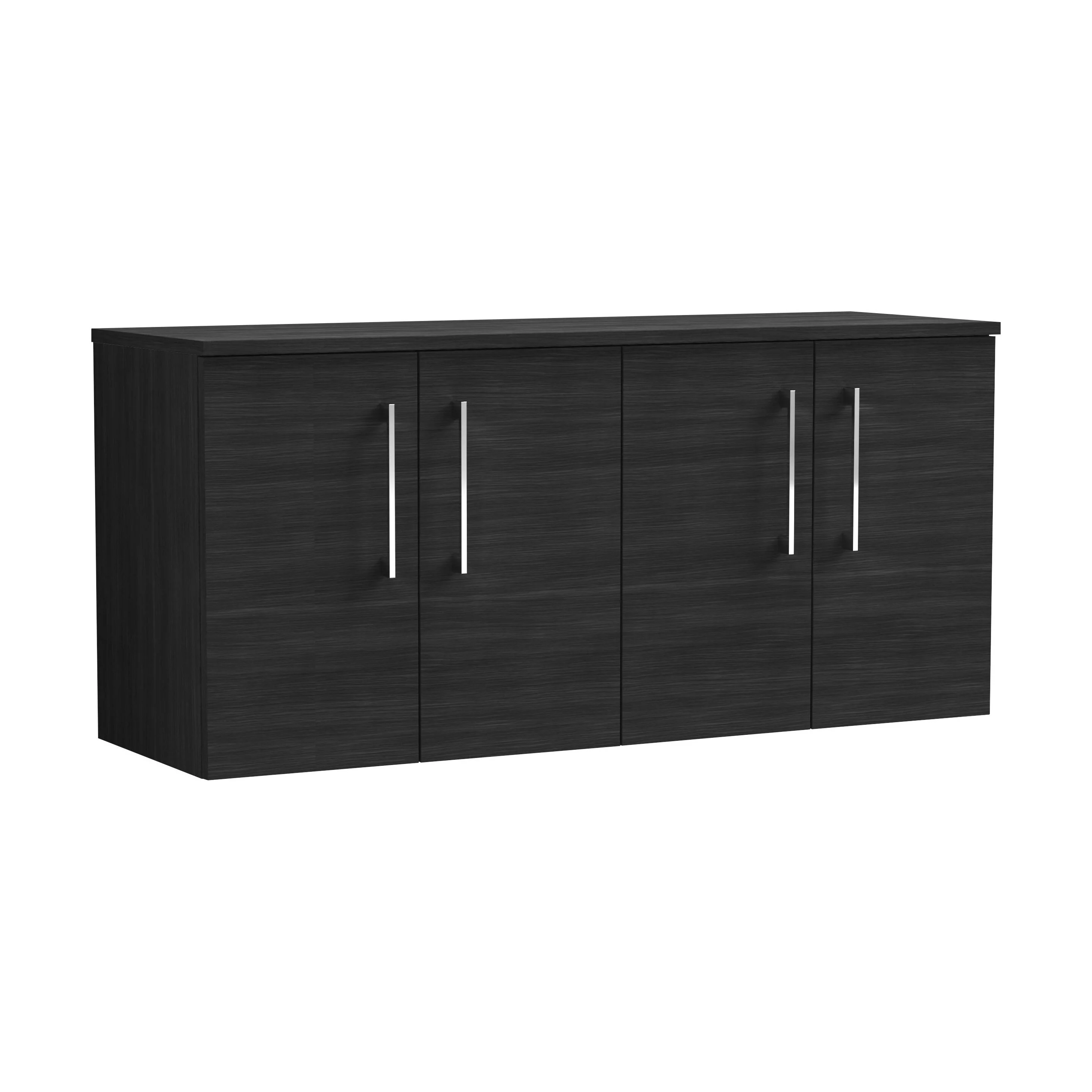 Balterley Level Modern Bathroom 1200mm Wall Hung 4-Door Vanity Unit with Worktop, Soft Close Doors, Charcoal Black