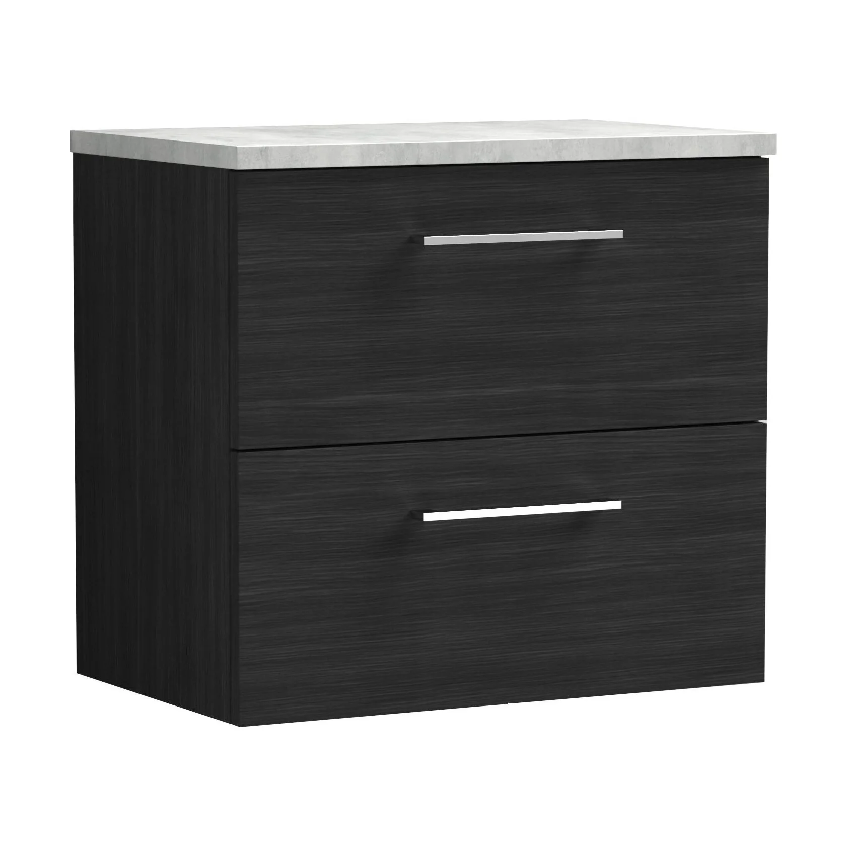 Balterley Level 600mm Wall Hung 2 Drawer Vanity Unit with Laminate Worktop for Modern Bathroom Storage - Charcoal Black