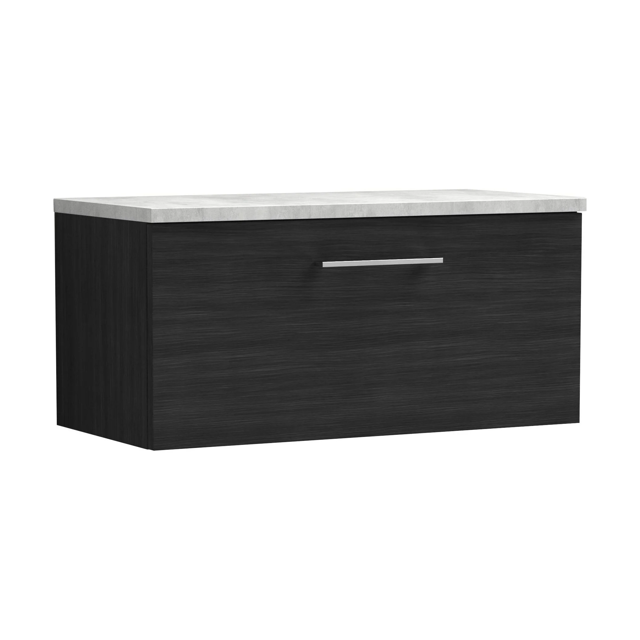 Balterley Level 800mm Wall Hung Single Drawer Vanity Unit with Laminate Worktop for Modern Bathroom Storage - Charcoal Black