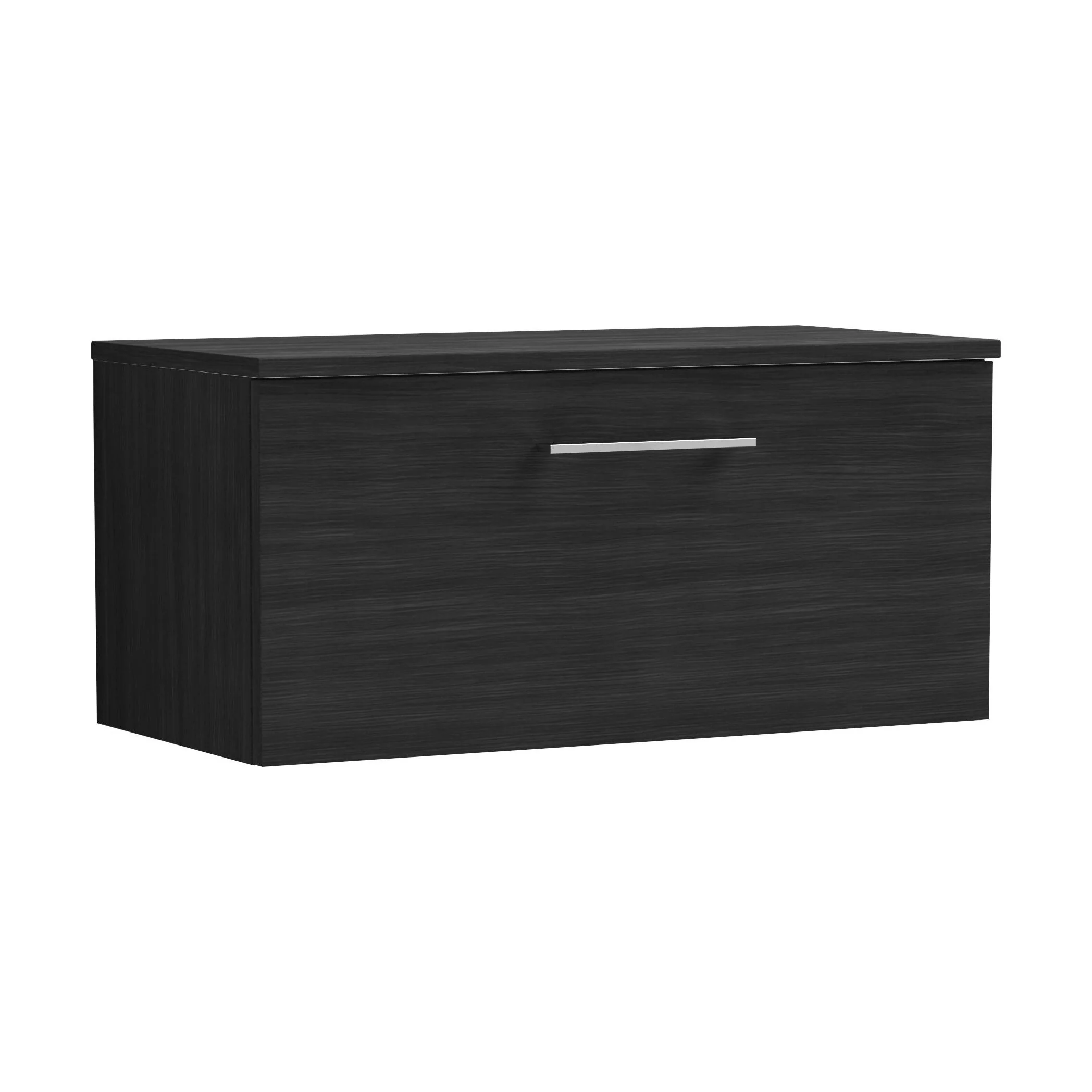 Balterley Level 800mm Wall Hung 1-Drawer Vanity Unit with Worktop, 805 x 377 x 390mm, Charcoal Black
