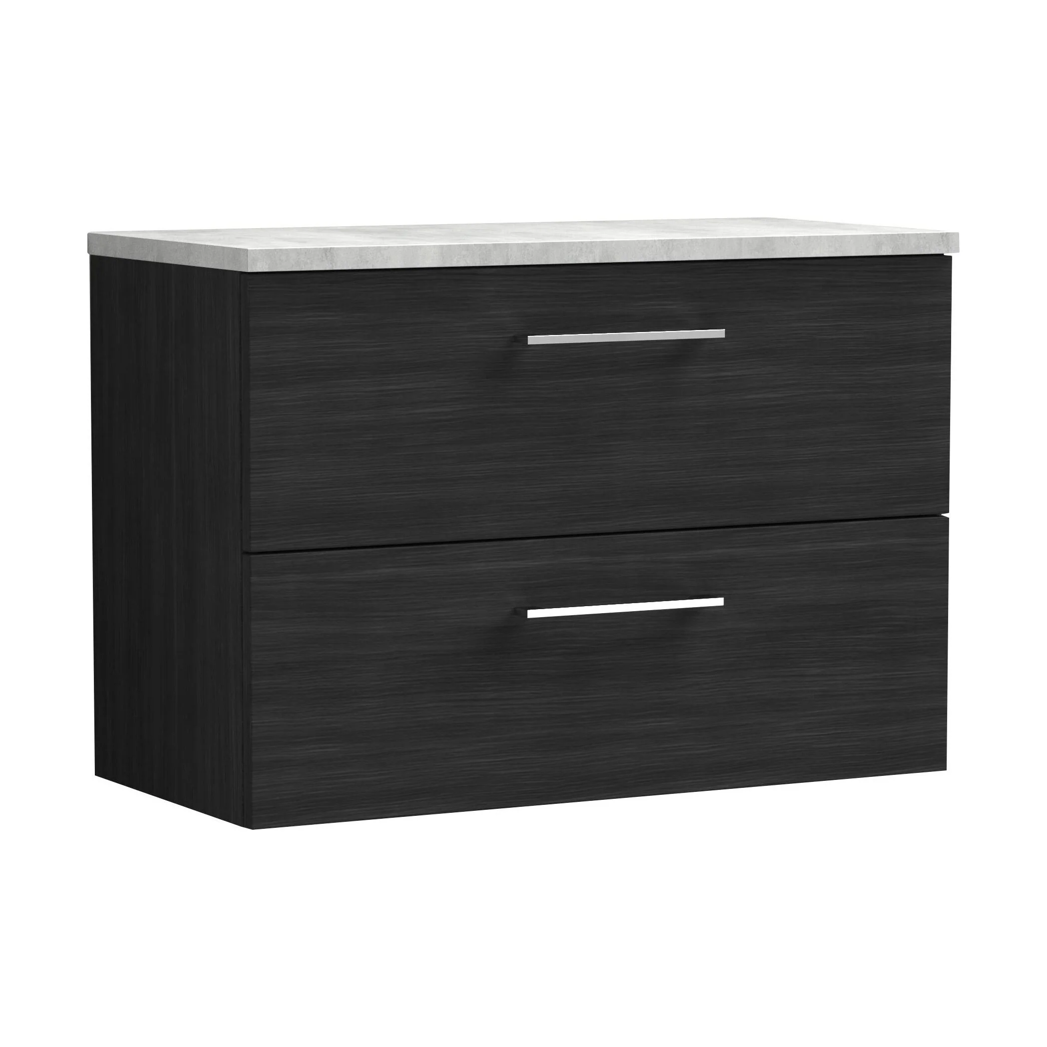 Balterley Level 800mm Wall Hung 2 Drawer Vanity Unit with Laminate Worktop for Modern Bathroom Storage - Charcoal Black