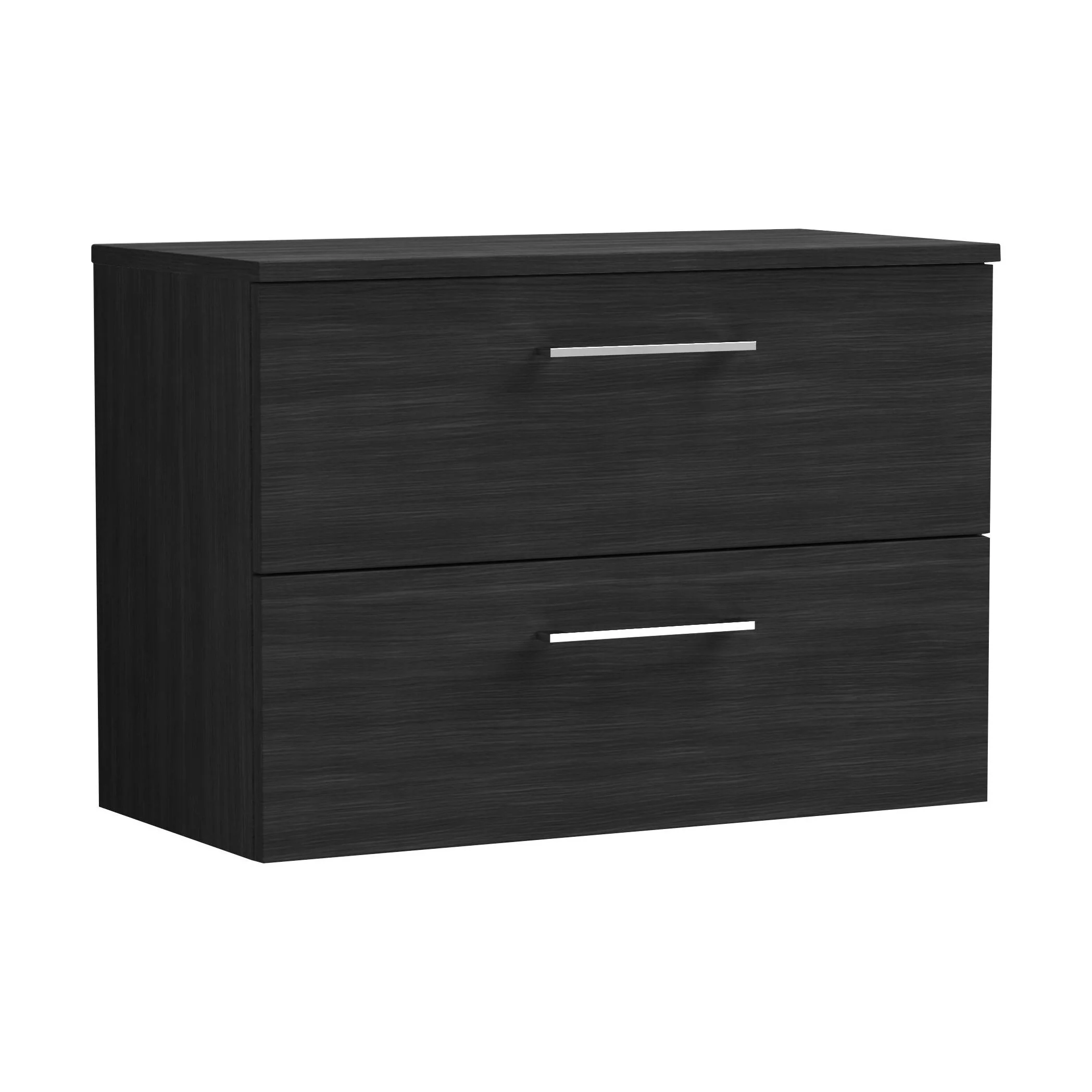 Balterley Level Modern Bathroom 2 Soft Close Drawer Wall Hung Vanity Unit with Worktop, Charcoal Black, 800 mm